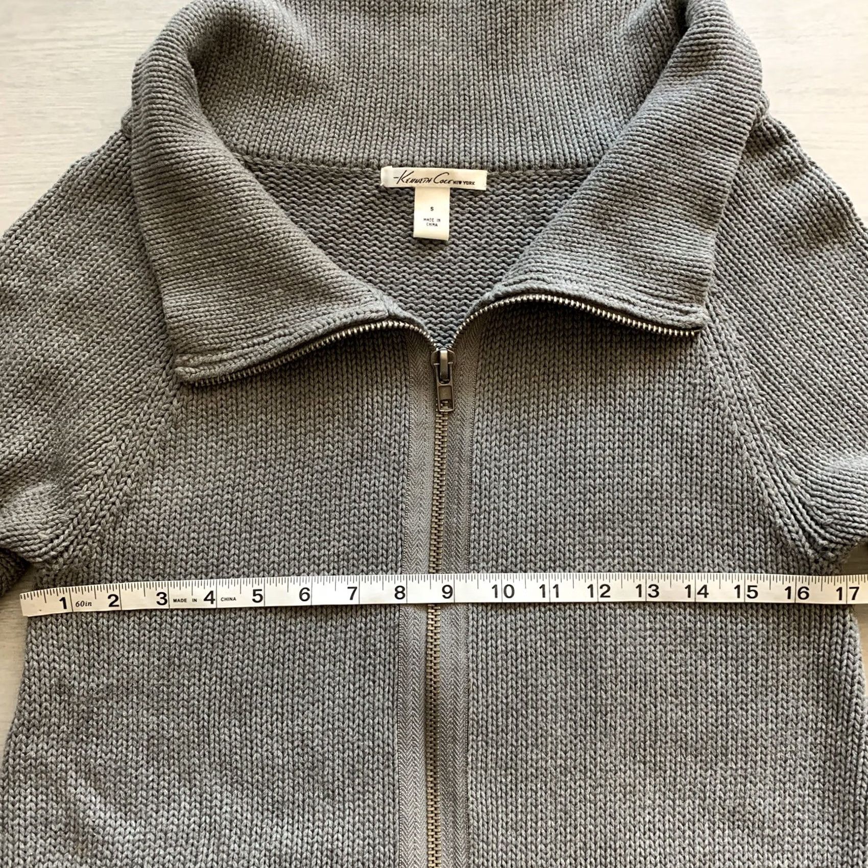Kenneth Cole Kenneth Cole Reaction Cardigan Sweater Womens S Gray Zip Front Knit 3/4 Sleeve Size S / US 4 / IT 40 - 5 Thumbnail