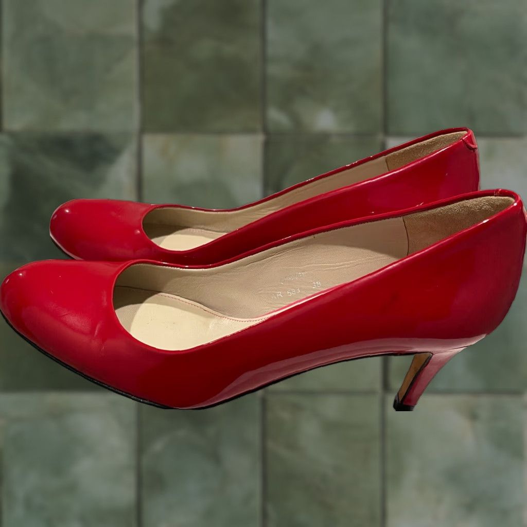 Boden VINTAGE Boden Women Heel Court Shoes Red Leather Pointed Toe Stiletto Party | US 7 Size US 7 / IT 37 - 1 Thumbnail