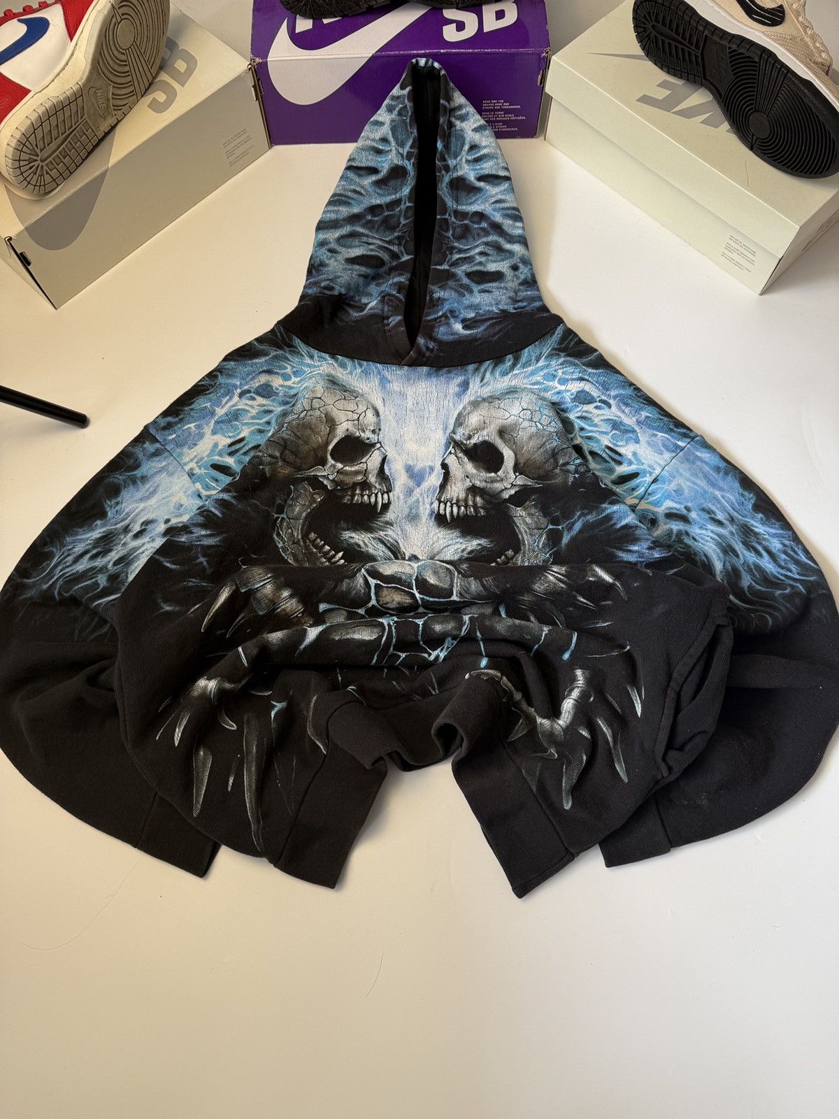 Affliction × Vintage Hoodie Spiral vintage Skulls opium Avantgarde sk8 y2k Size US L / EU 52-54 / 3 - 5 Thumbnail