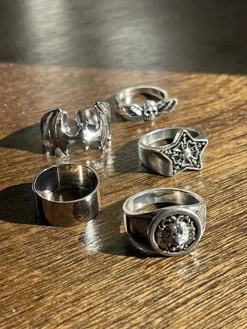 Jewelry Punk Goth Ring Combo Size ONE SIZE - 1 Thumbnail
