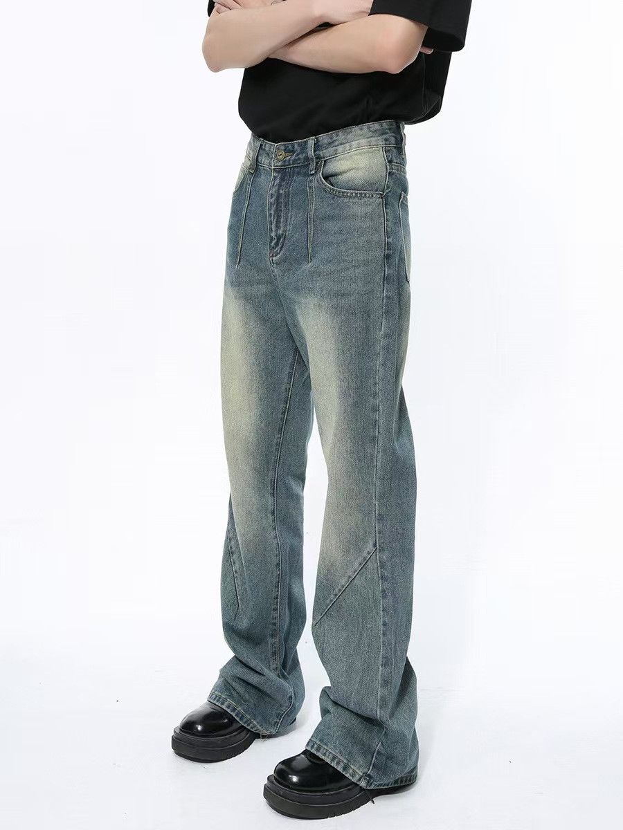Japanese Brand × Jean High street distressed straight leg micro flare jeans Size US 34 / EU 50 - 3 Thumbnail