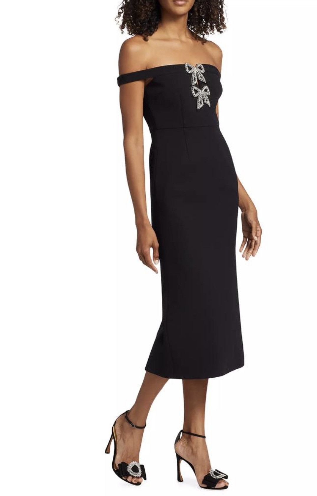 Self-Portrait Self Portrait Bow Crepe Off-the-Shoulder Midi Dress size 2 Size XS / US 0-2 / IT 36-38 - 3 Thumbnail