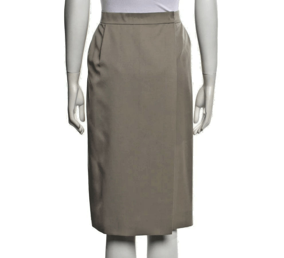 Givenchy Givenchy Glamour Wrap Skirt 13 | 100% Cupro | Khaki Beige | Size 34" / US 12 / IT 48 - 6 Thumbnail