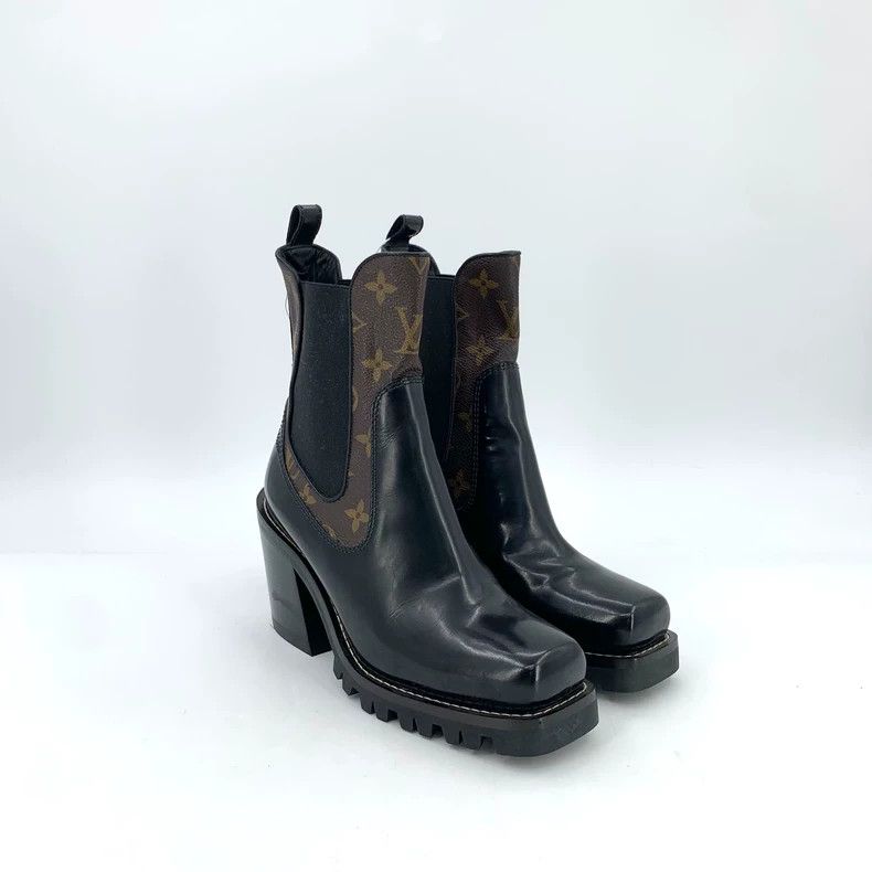 Louis Vuitton Louis Vuitton Black logo presbyopic patchwork leather chun Size US 5.5 / IT 35.5 - 2 Thumbnail