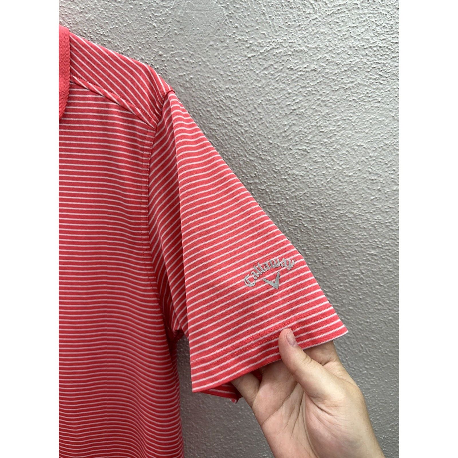 Callaway Callaway Mens Polo Shirt Size Large Orange/Pink Striped Short Sleeve Golf Size US L / EU 52-54 / 3 - 3 Thumbnail