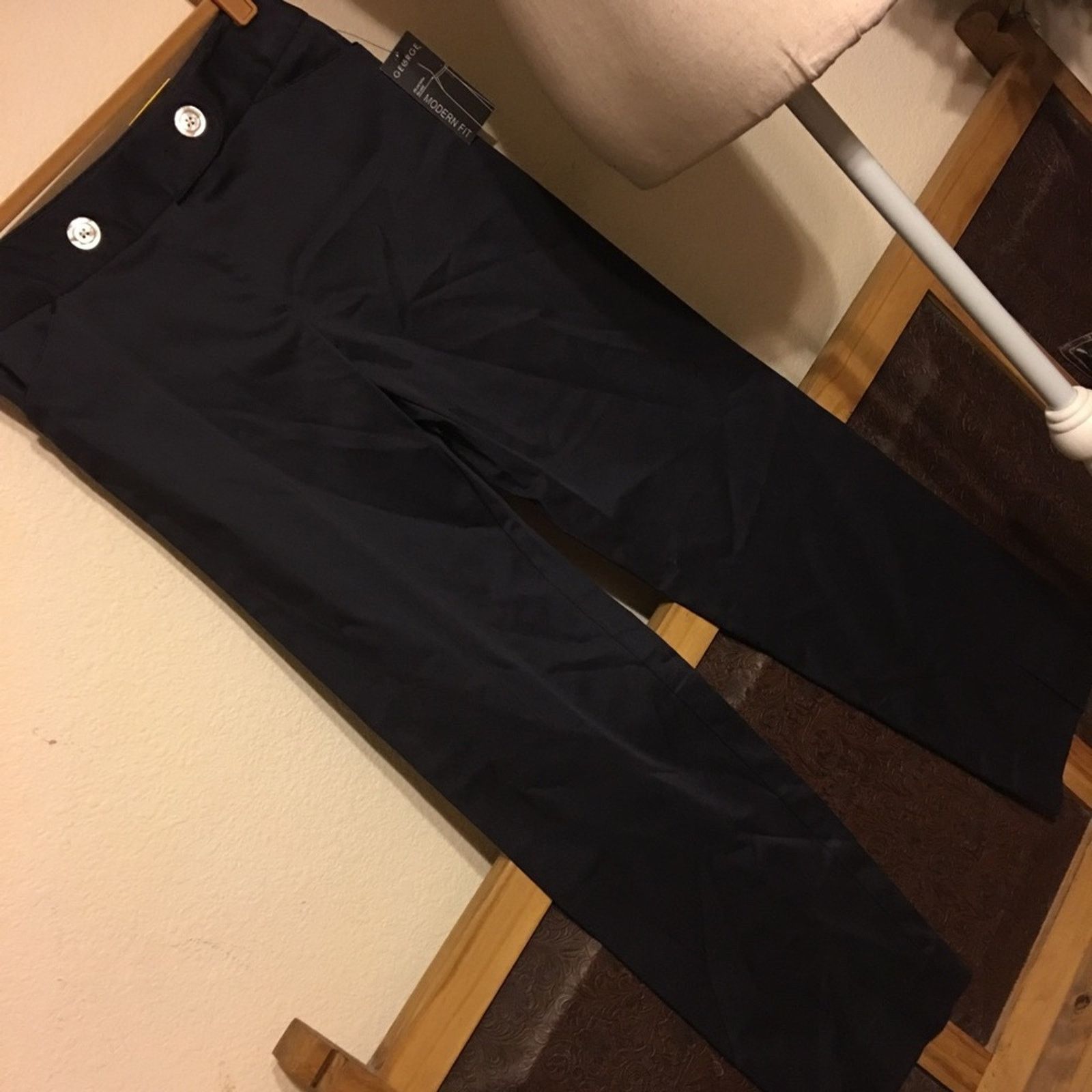 George George Stretch dark navy modern fit pants NWT 10P Size 32" / US 10 / IT 46 - 1 Thumbnail