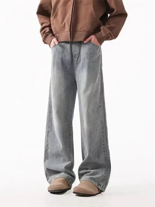 Jean Washed vintage baggy wide leg jeans Size US 30 / EU 46 - 1 Thumbnail