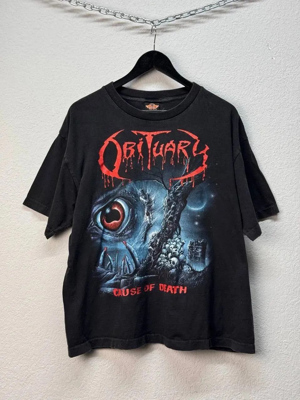 Brockum Vtg 1991 Orig OBITUARY Cause of Death Blue Grape Merch Size US L / EU 52-54 / 3 - 1 Thumbnail