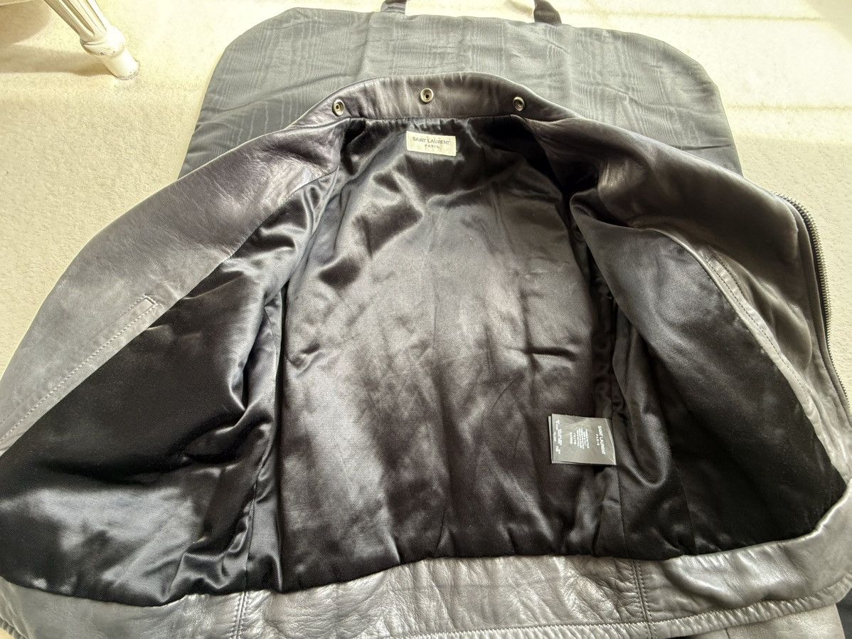 Saint Laurent Paris SS15 Saint Laurent L01 gray biker leather jacket Hedi FR38 Size S / US 4 / IT 40 - 15 Thumbnail