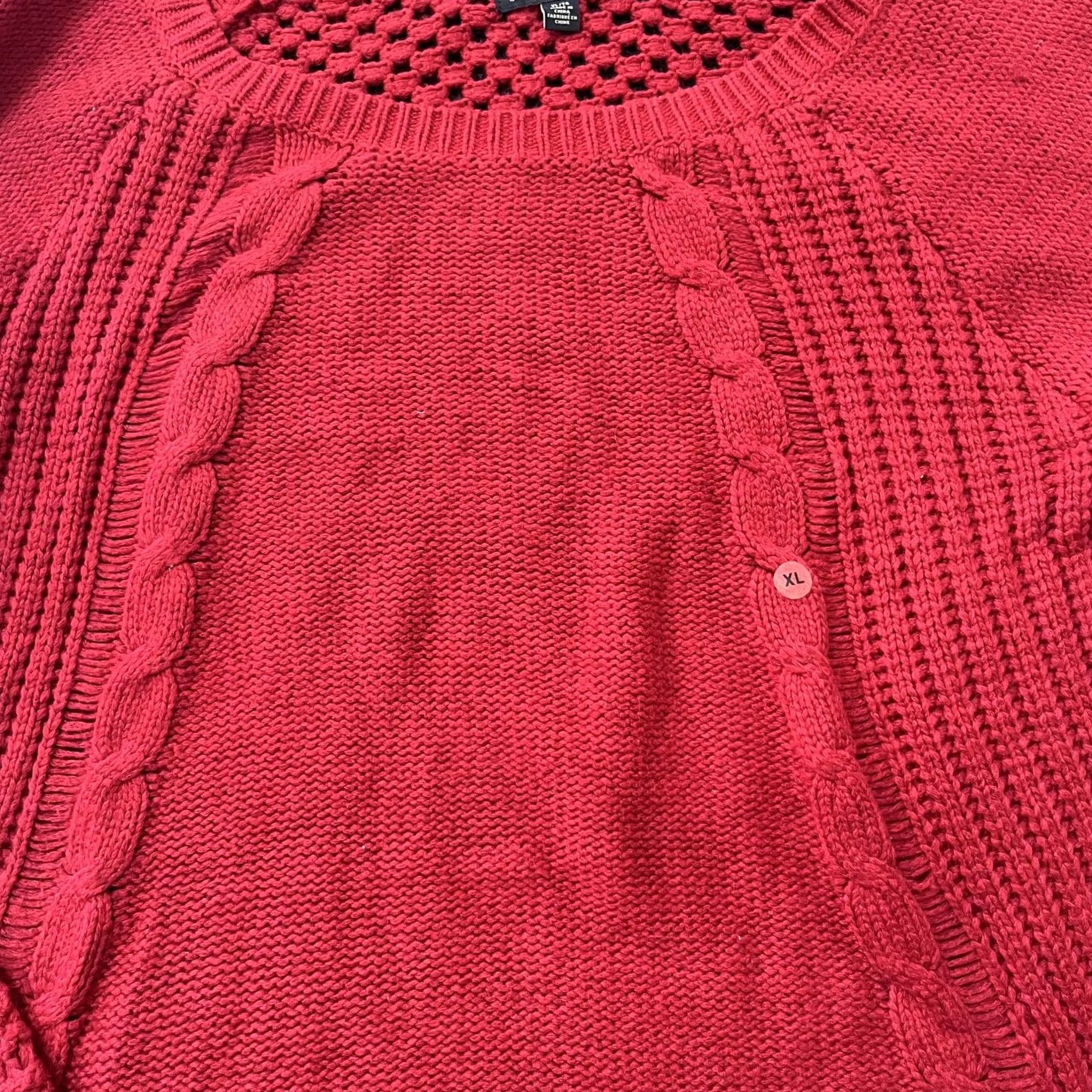 American Eagle Outfitters American Eagle Outfitters Sweater Womens XL Red Cable Knit Raglan Shirt Pullover Crew Neck Knit Crochet Open neckline Baggy毛 Size XL / US 12-14 / IT 48-50 - 2 Thumbnail