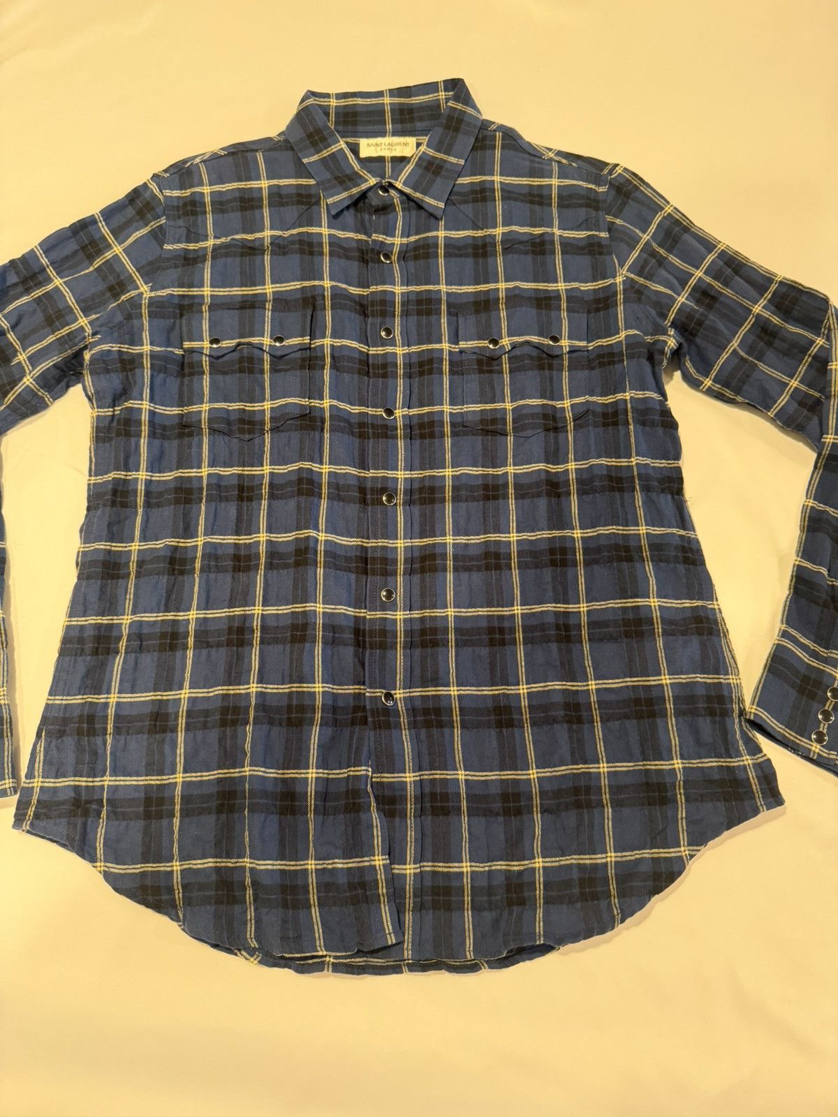 Saint Laurent Paris Saint Laurent mens wrinkle western shirt. XL. $890 Size US XL / EU 56 / 4 - 9 Thumbnail