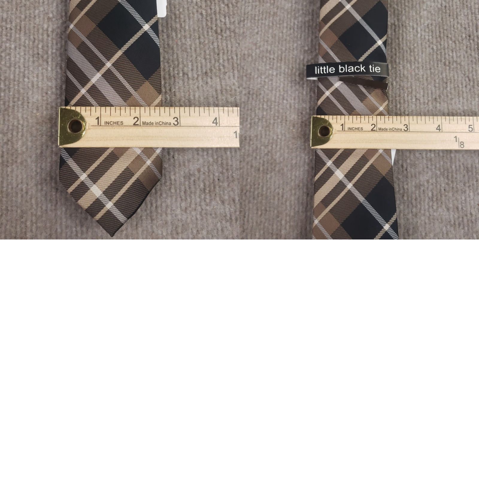 Vintage Little Black Tie Dress Tie Brown Plaid 58 x 2.5 Skinny Slim Wedding New Black Brown Plaid Tie Vintage No Size ONE SIZE - 8 Thumbnail