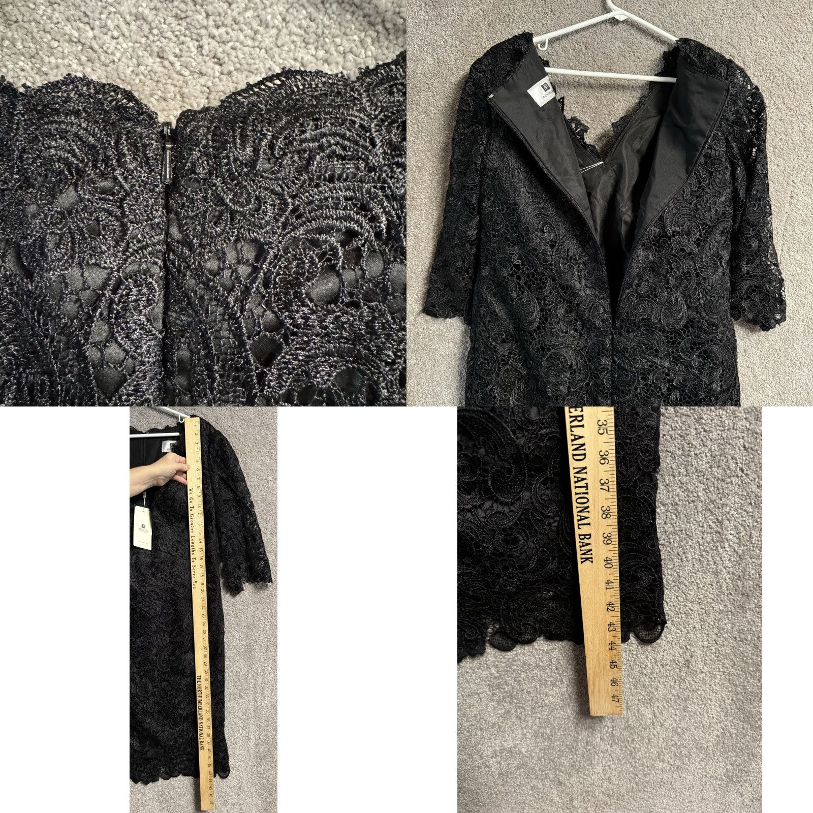 Vintage VINTAGE Adas Bridal Dress Womens Plus 16W Lined Padded Bra Lace Romantic Victorian Goth Midi Black 3/4 Sleeve Zip Formal Party Wedding Mens? Size XXL / US 16-18 / IT 52-54 - 9 Thumbnail