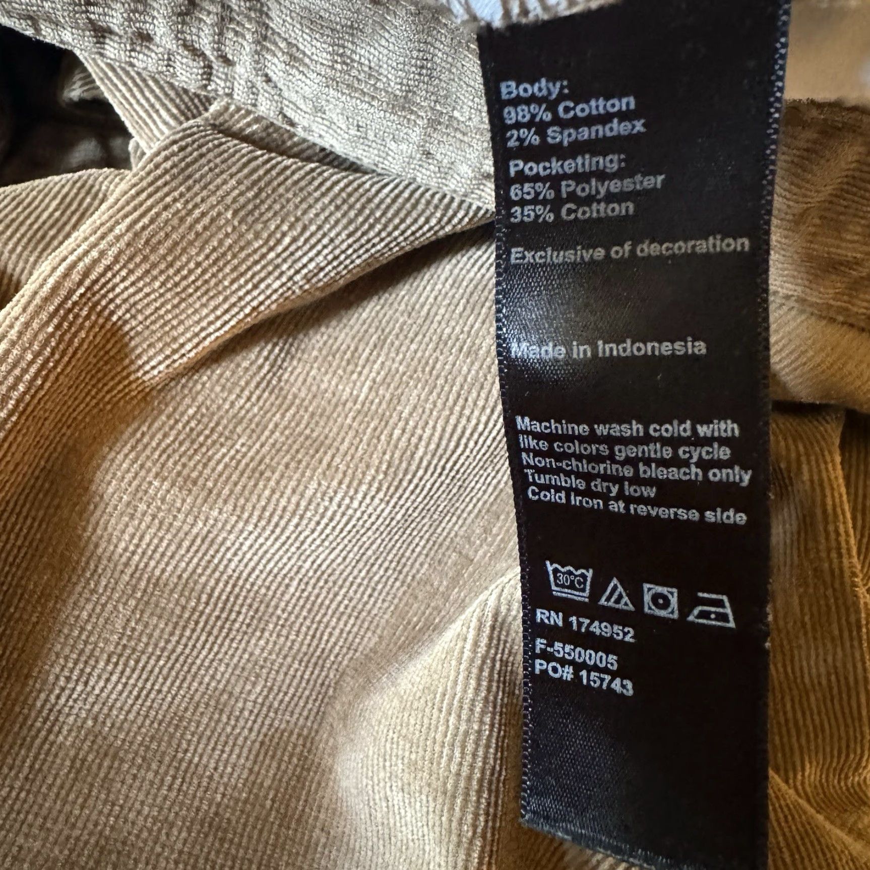 Flint And Tinder Flint And Tinder Pants Mens 34x30 Brown Corduroy Slim Straight Casual Elastic Size US 33 - 7 Thumbnail