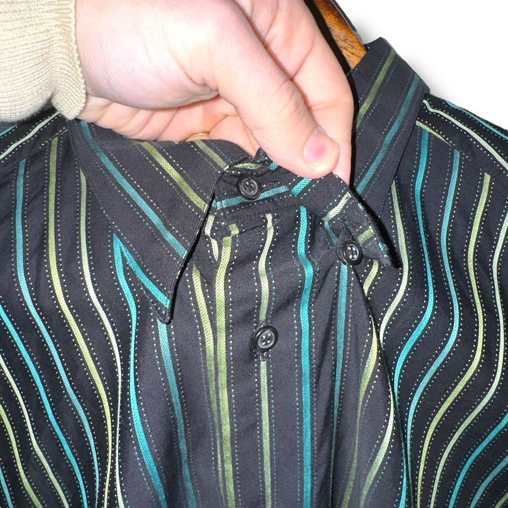 St. Croix St. Croix Black & Teal Striped Made in Italy Button Down Shirt Sz XL Size US XL / EU 56 / 4 - 3 Thumbnail