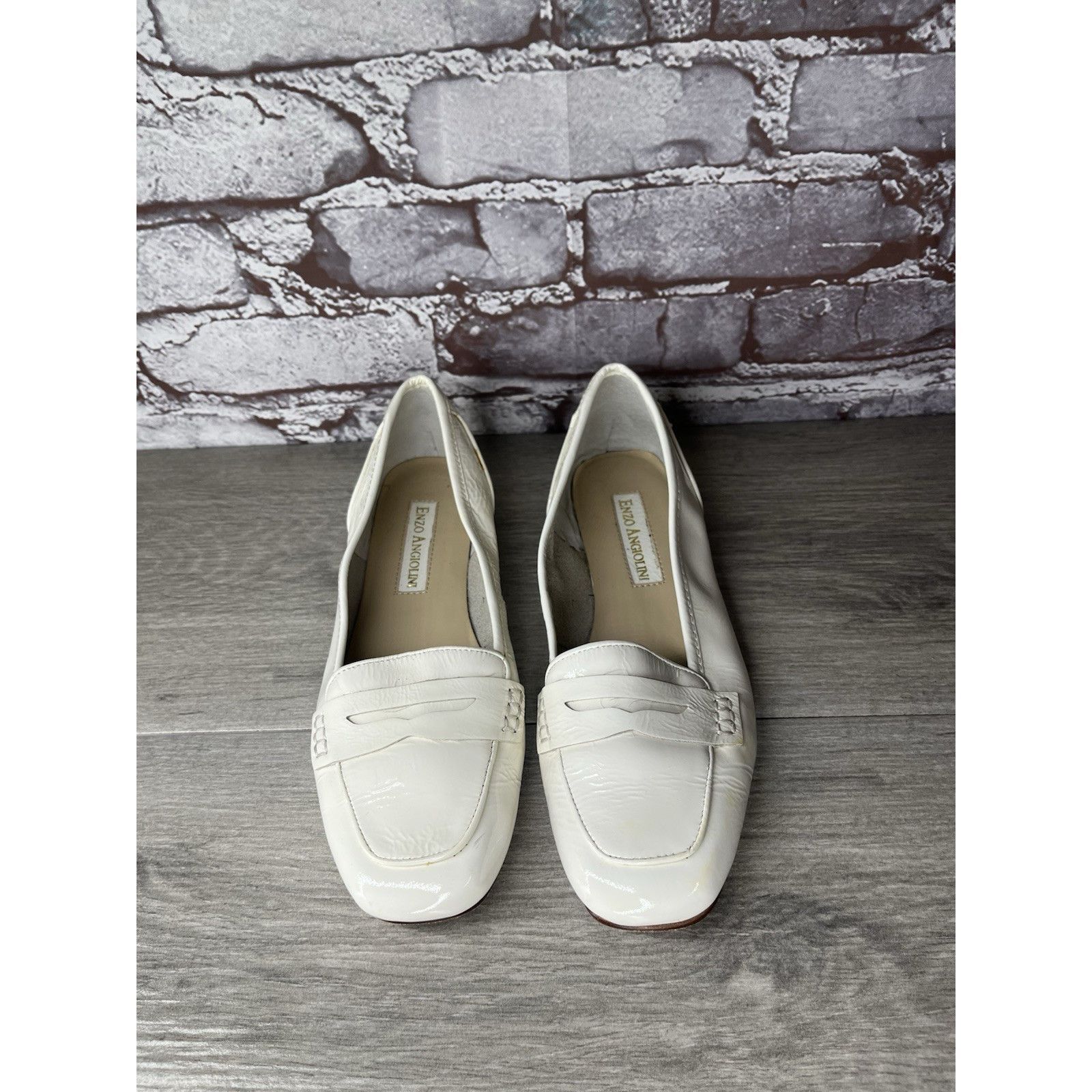 Enzo Bonafe Enzo Angiolini Ealento White Patent Leather Slip-On Loafers Size US 6.5 / IT 36.5 - 11 Thumbnail