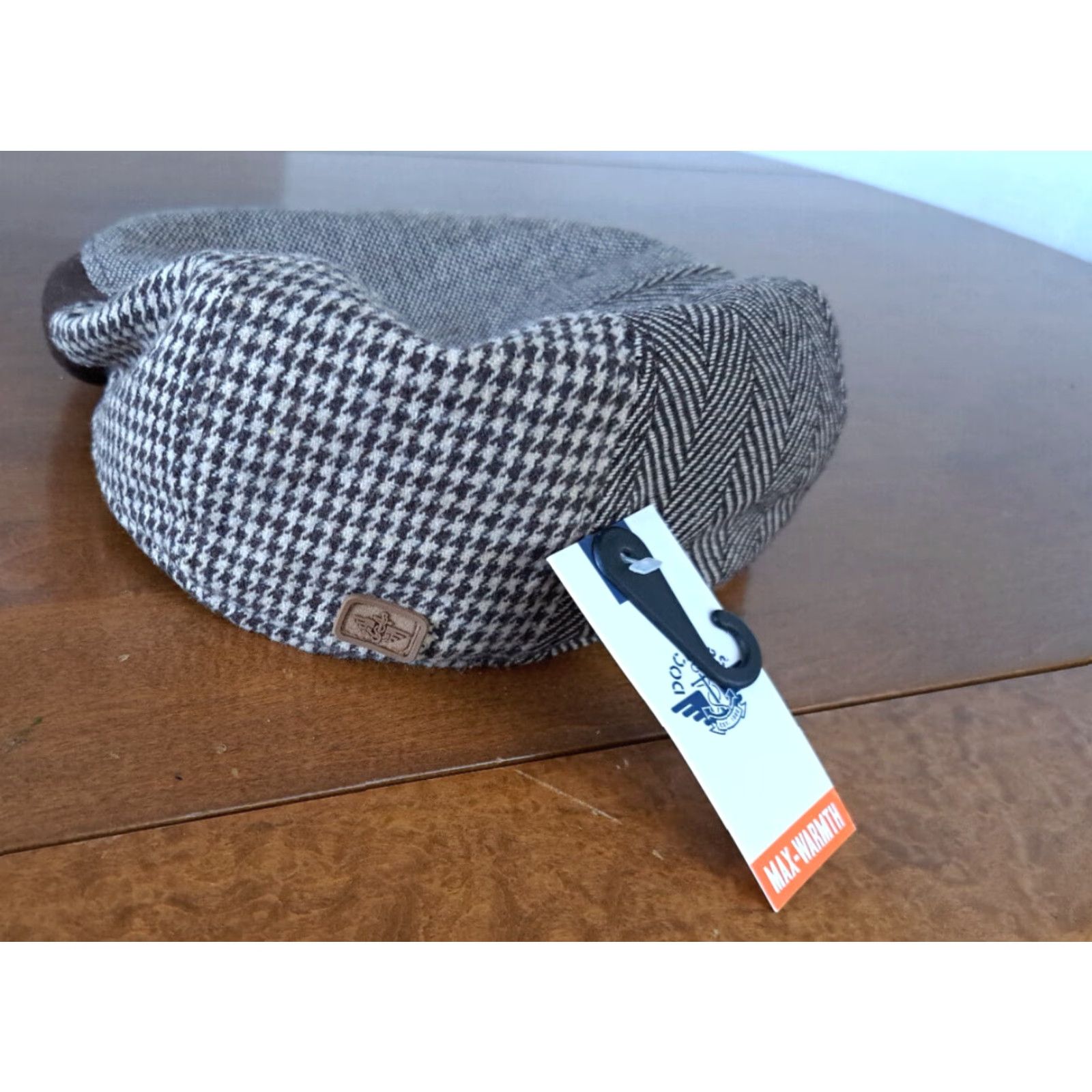 Dockers NWT Dockers Patchwork Newsboy-Cabbie Hat with Ear Flaps Hounds Tooth Brown M Men Baseball Cap Casual Size ONE SIZE - 6 Thumbnail