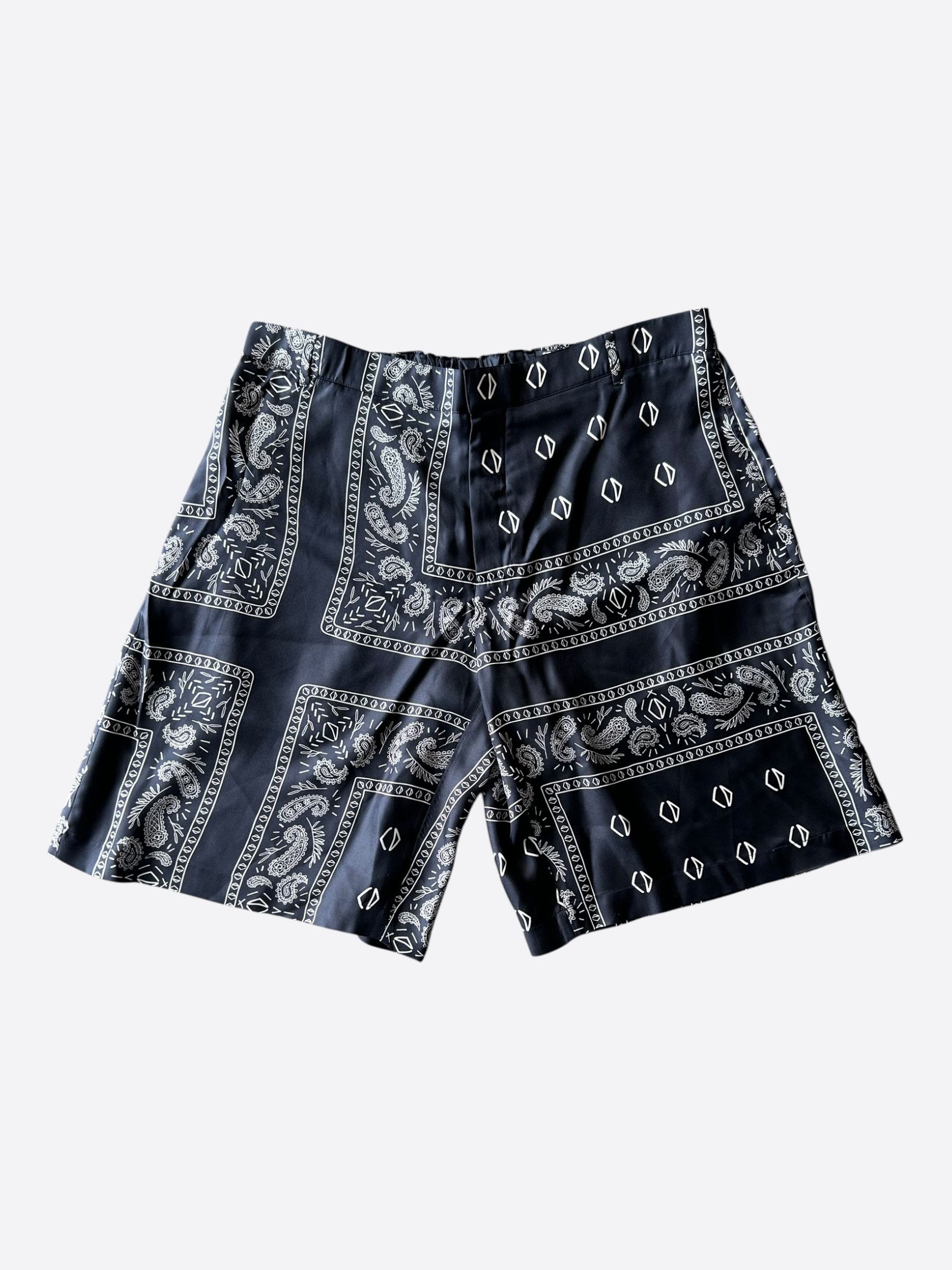 Dior Cactus Jack Navy & White Diamond Bandana Print Silk Shorts Size US 38 / EU 54 - 1 Thumbnail