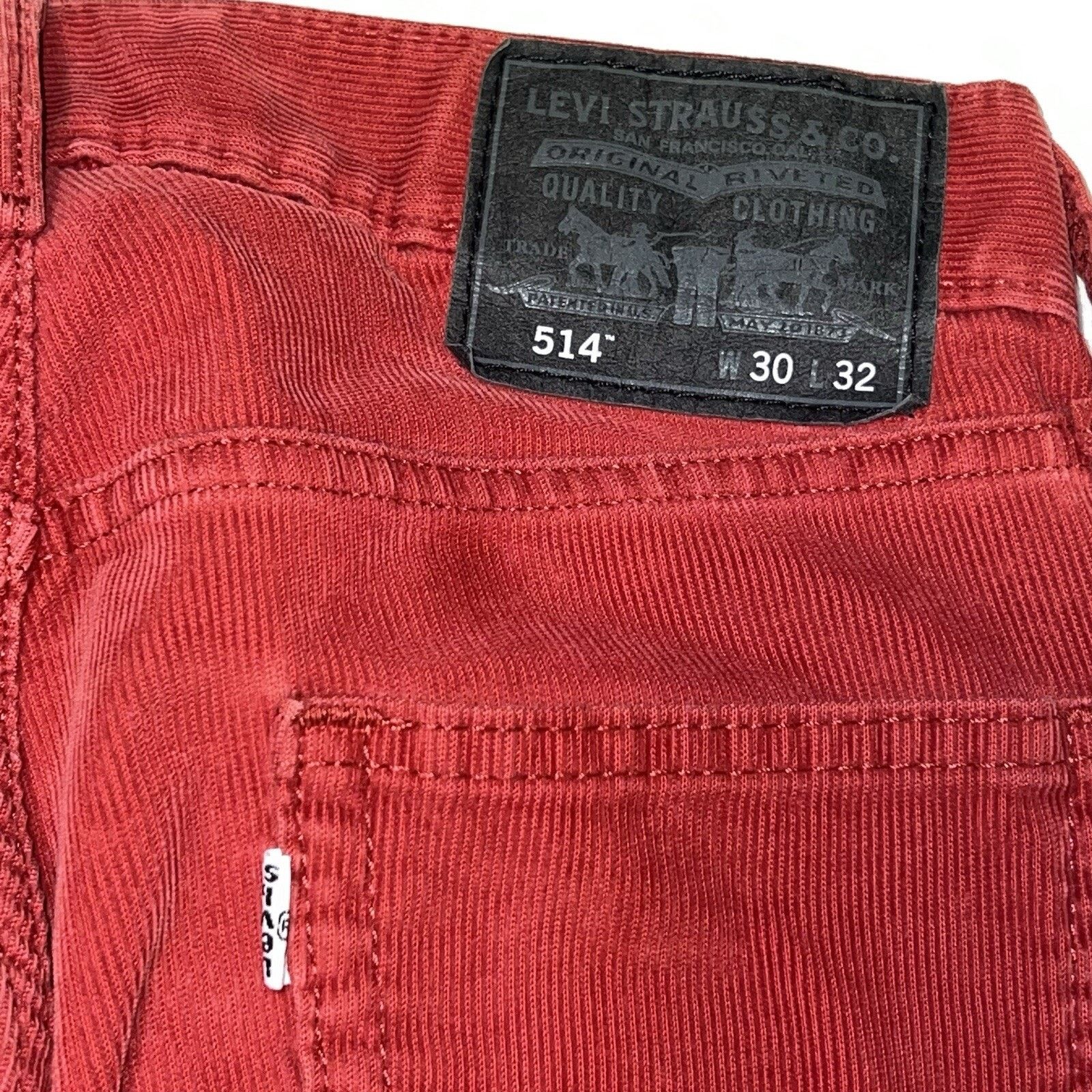 Levi's Levi’s 514 Corduroy Red Jeans Pants 30 x 32 White Tab Size US 30 / EU 46 - 4 Thumbnail