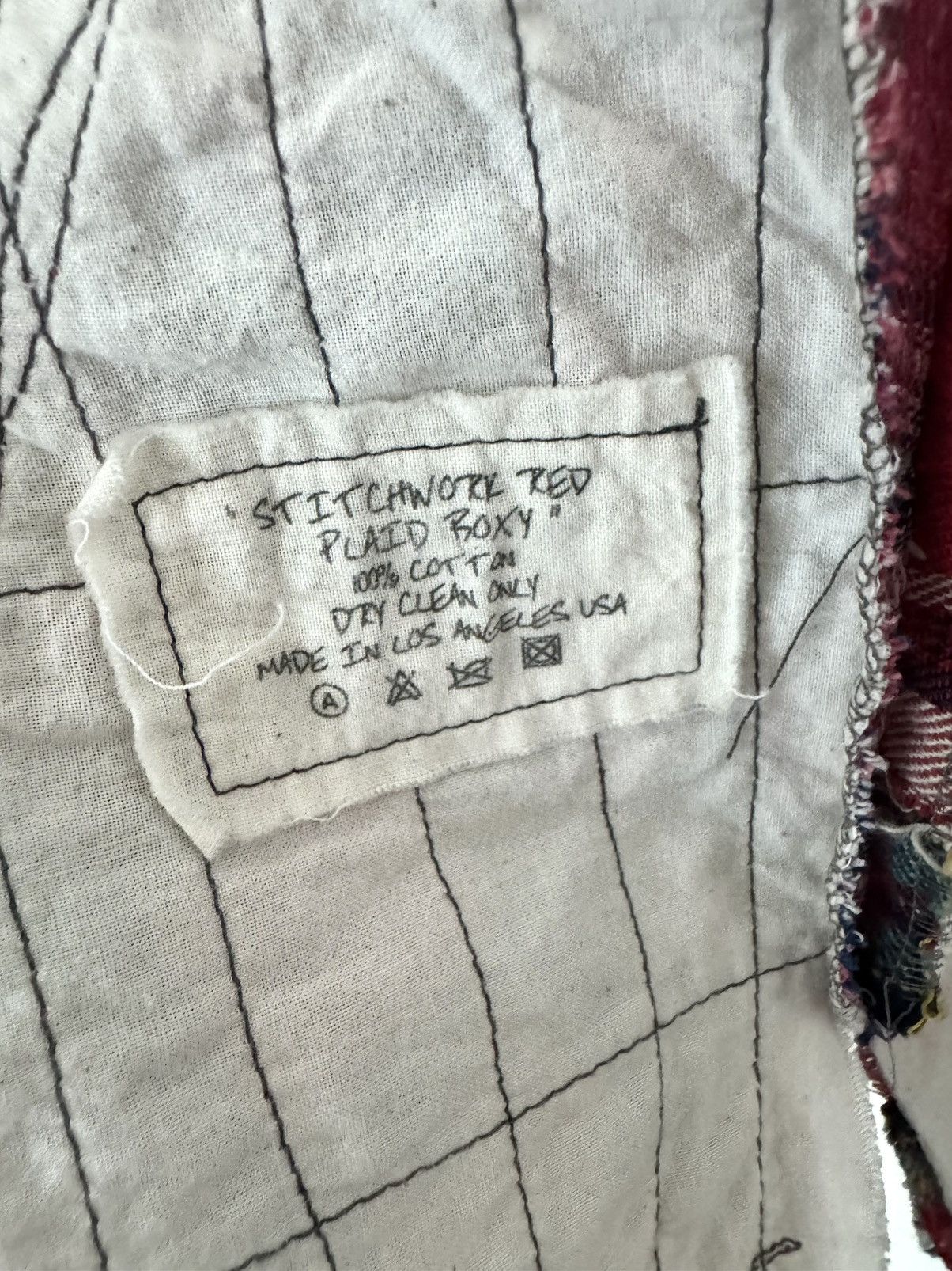Greg Lauren Greg Lauren Scrapwork Red Plaid Stitchwork Boxy Shirt Size L Size US L / EU 52-54 / 3 - 4 Thumbnail