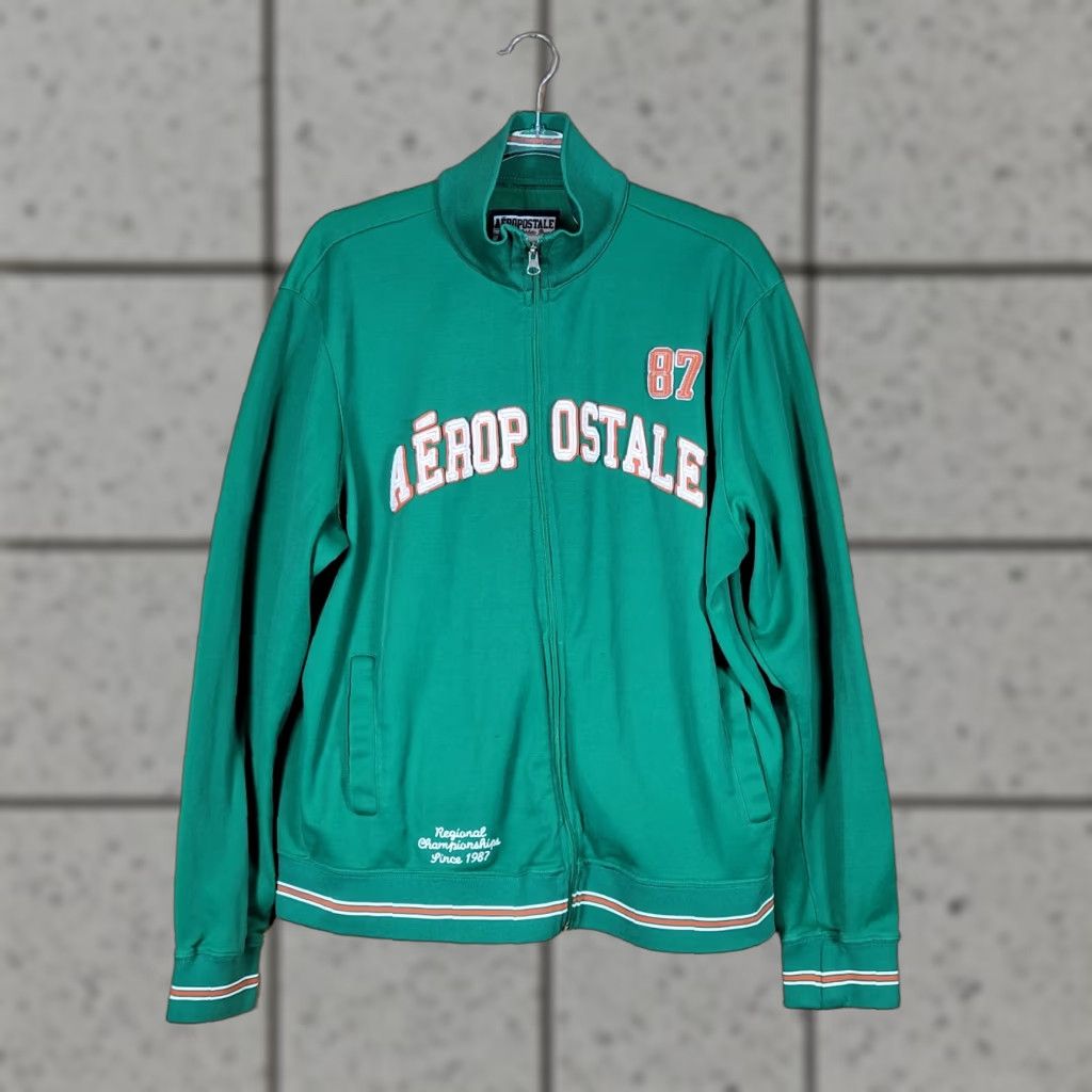 Vintage VINTAGE Aéropostale Track Jacket Mens XL Full Zip Green Sleeve Stripes Running & Jogging 100% Polyester Jacket Size US XL / EU 56 / 4 - 1 Thumbnail