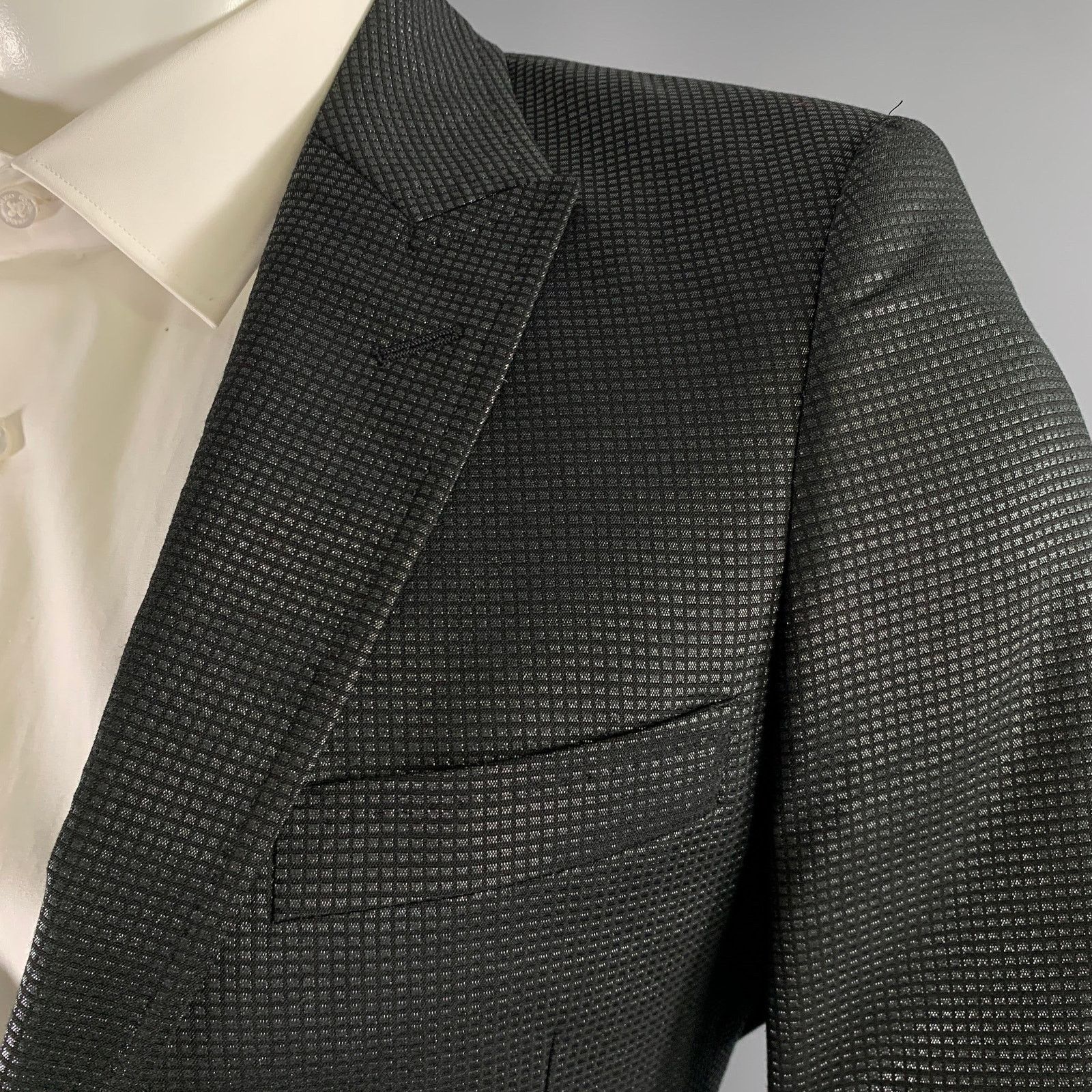 Versace VERSACE COLLECTION Size 36 Black Grey Shimmery Sport Coat Size 36R - 2 Thumbnail