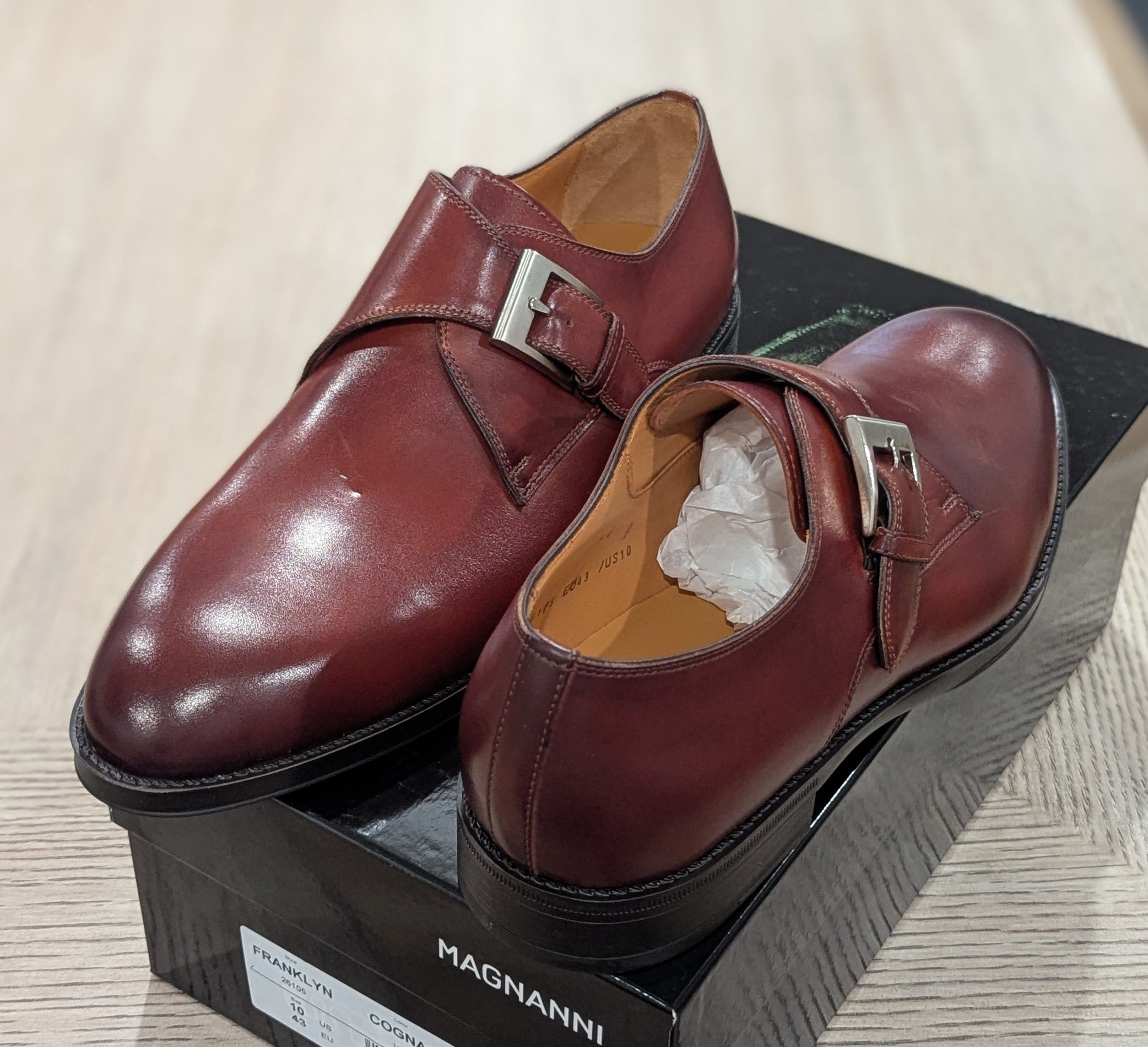 Magnanni Magnanni "Franklyn" Leather Monk Strap Shoes Cognac US 12 Size US 12 / EU 45 - 1 Thumbnail