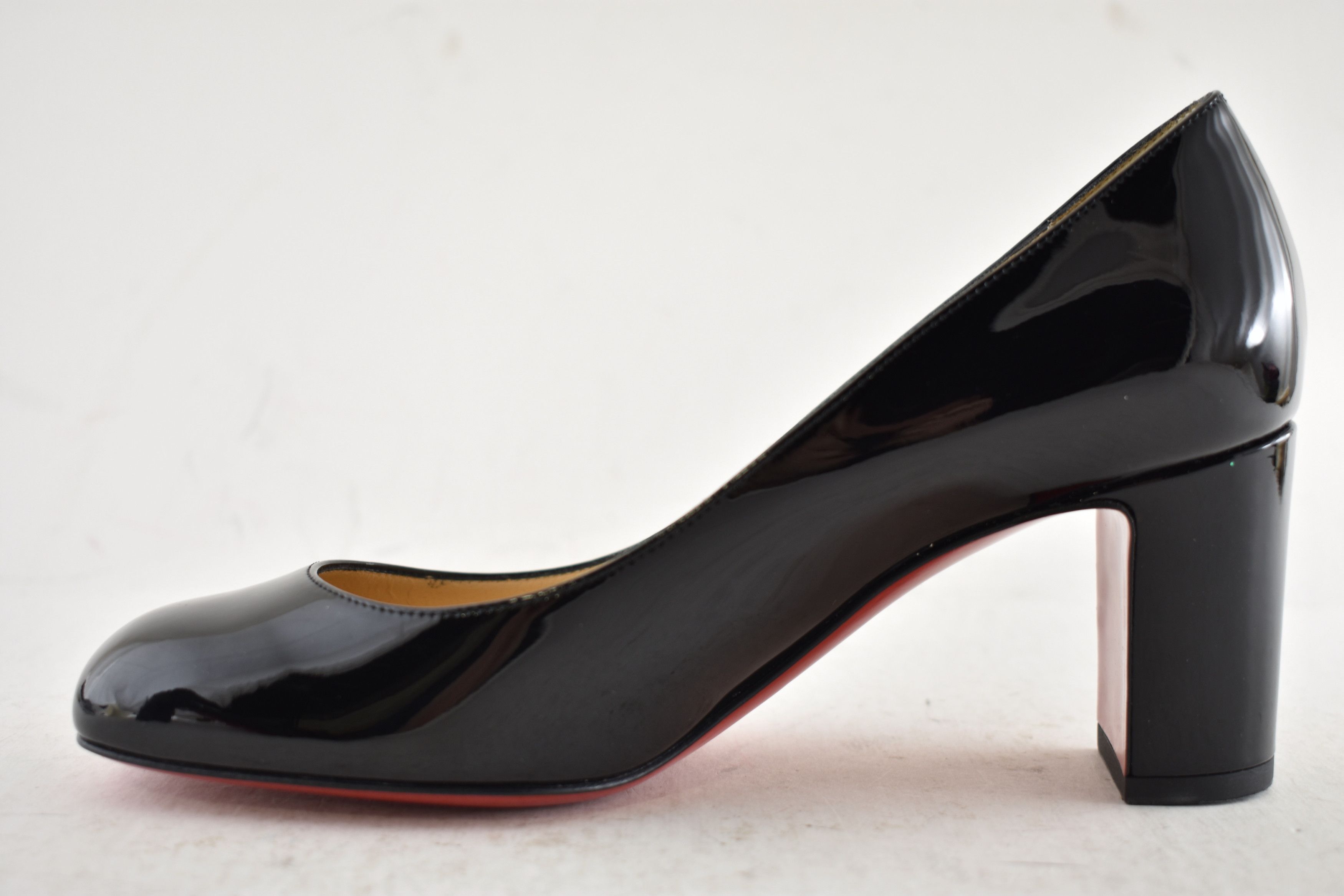 Christian Louboutin Cadrilla 70 Black Patent Leather Block Heel Classic Pump 35 Size US 5 / IT 35 - 12 Thumbnail