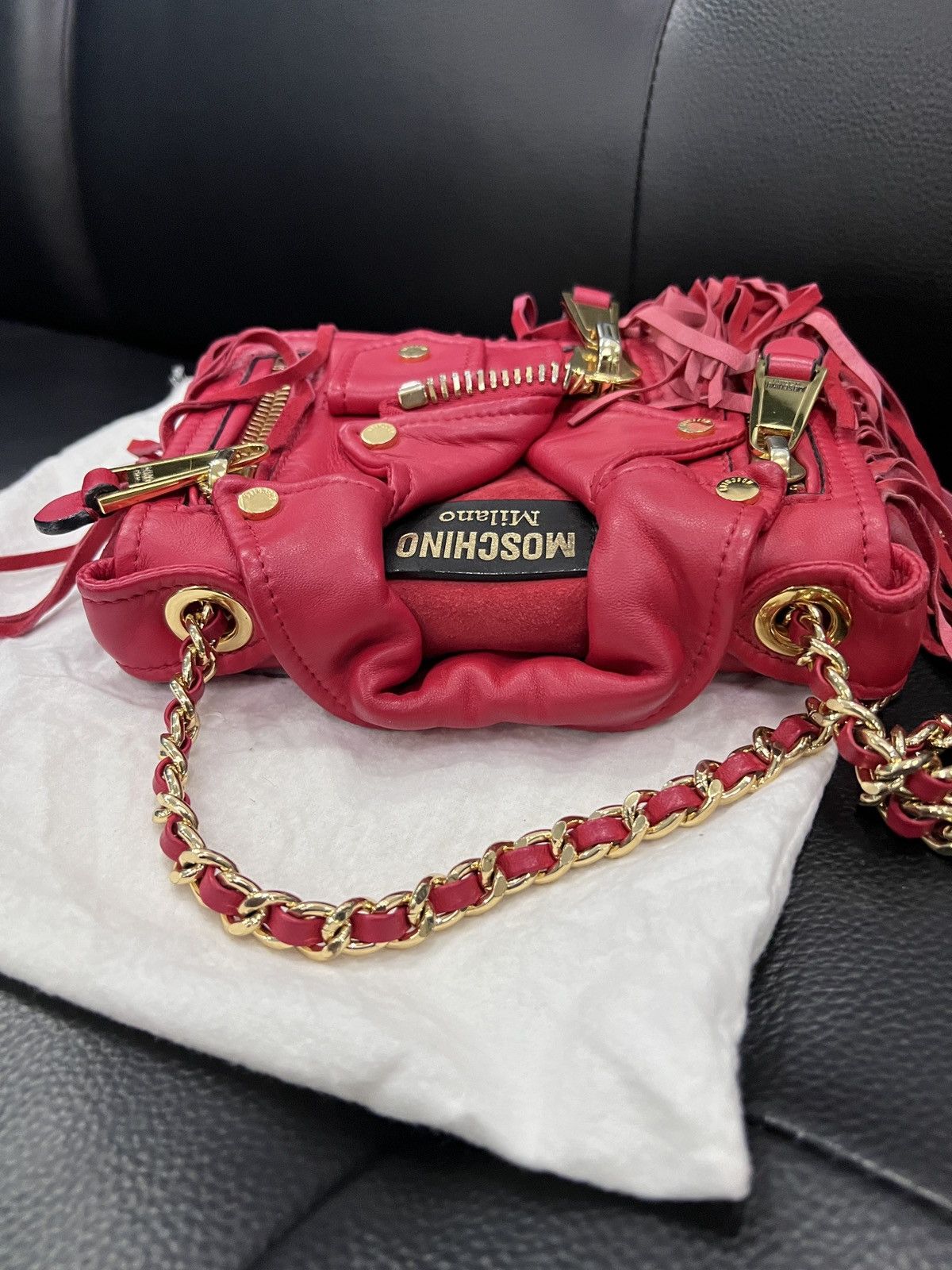 Moschino Moschino Runway Fringe Biker Jacket Chain Bag Size ONE SIZE - 8 Thumbnail