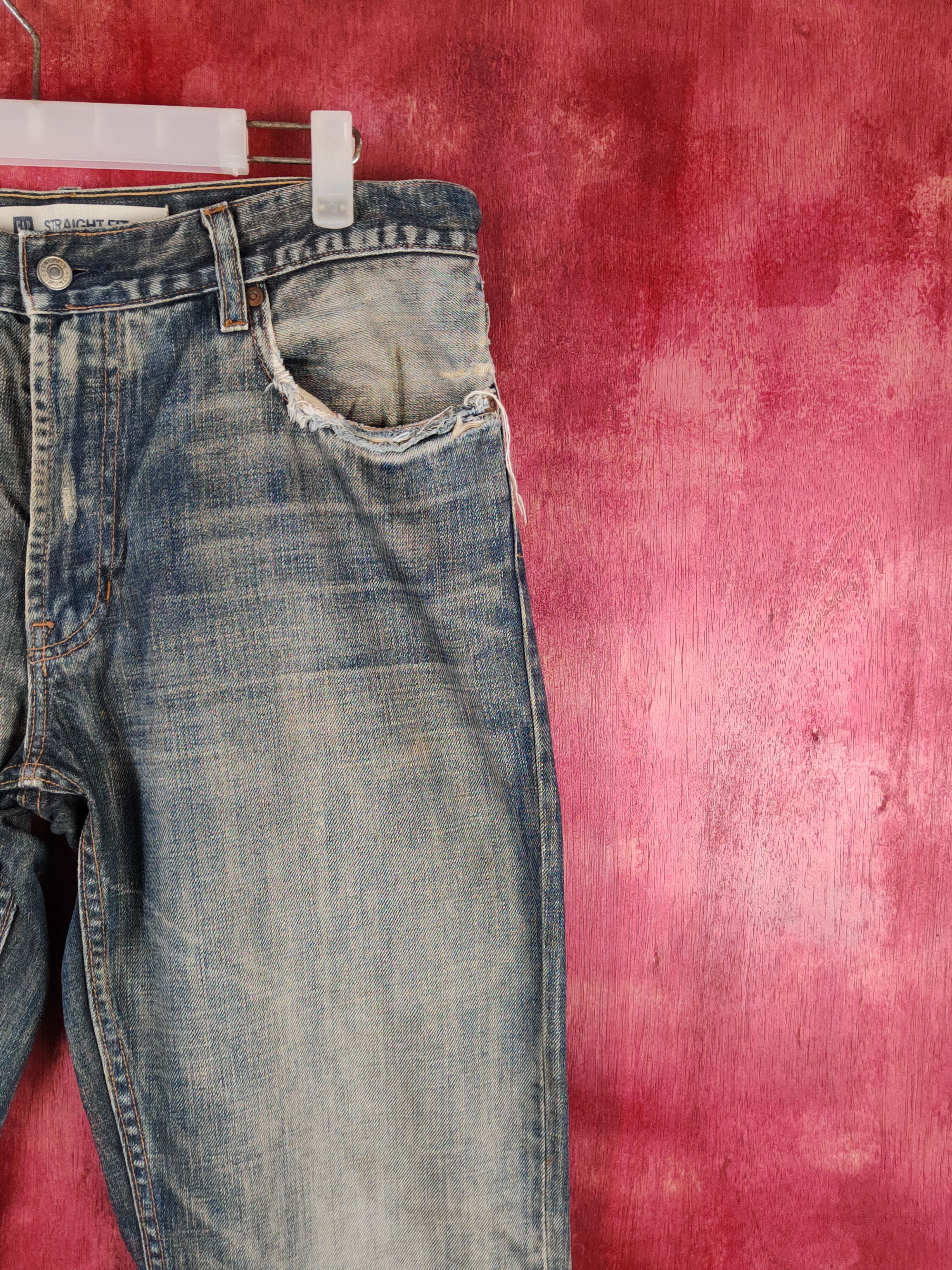 Gap Gap Dark Olive Faded Distressed Ripped Jeans #S2206/7 Size US 32 / EU 48 - 5 Thumbnail