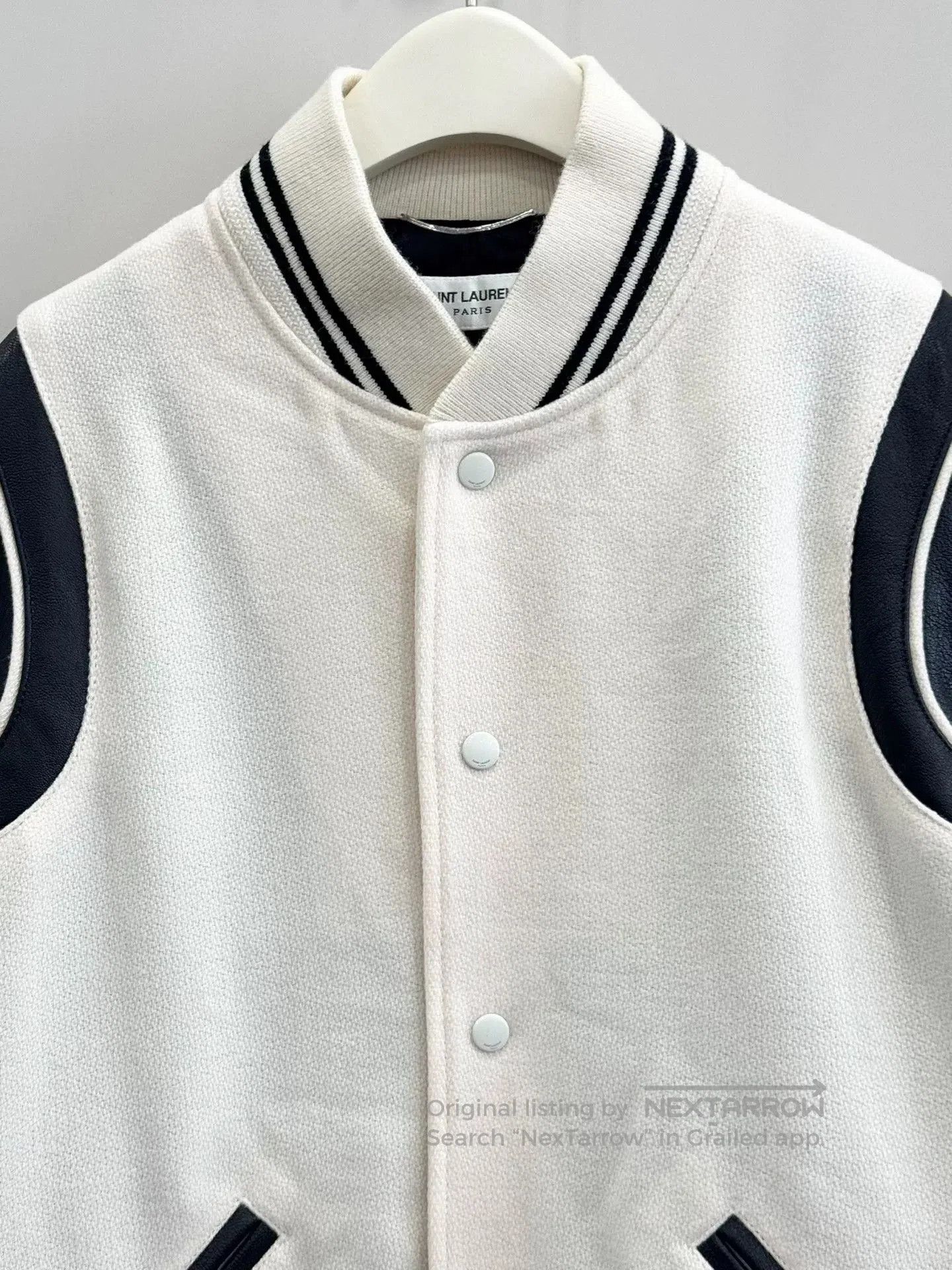 Saint Laurent Paris white baseball jacket by saint laurent. Size US L / EU 52-54 / 3 - 3 Thumbnail