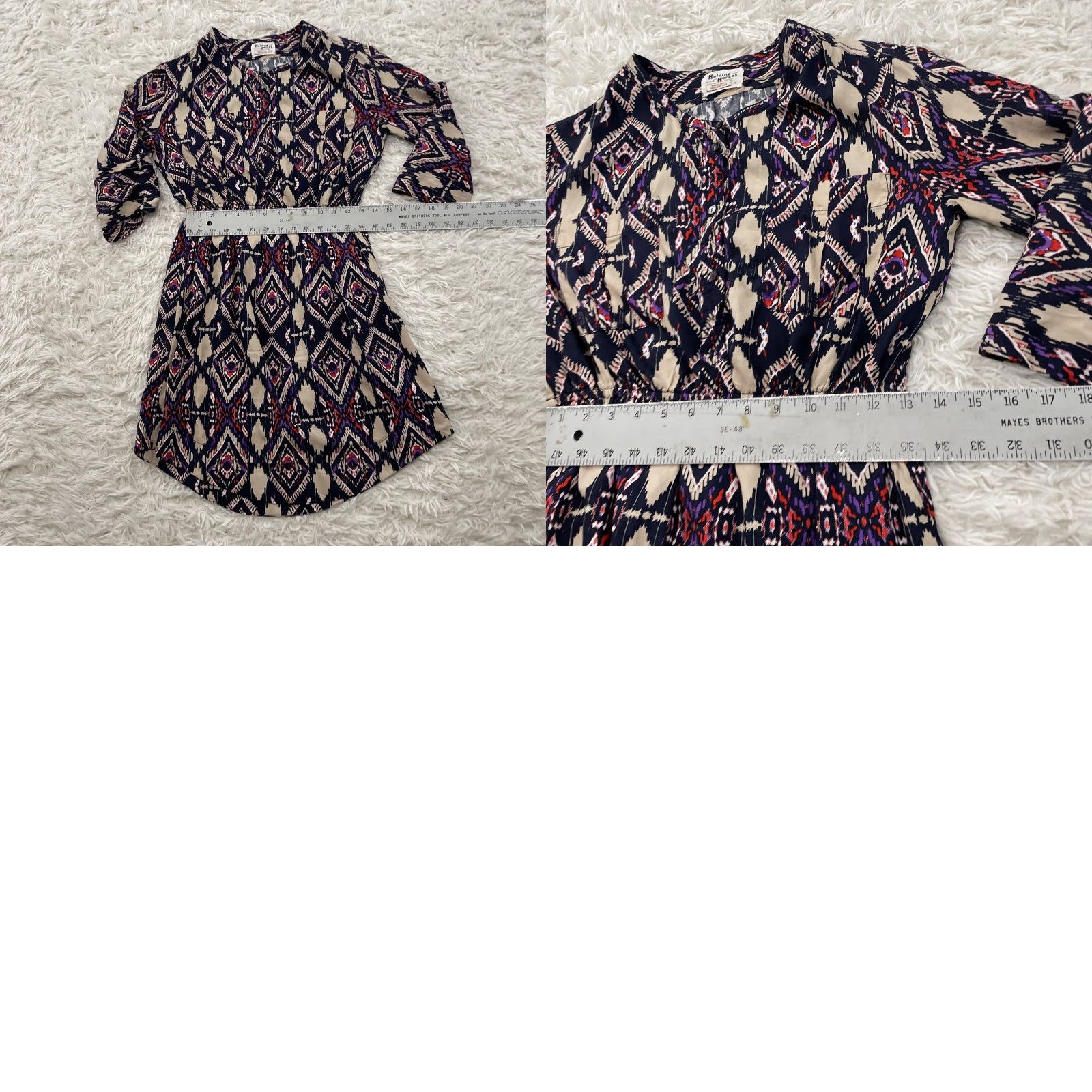 Anthropologie Anthropologie Shirt Dress Women 4 Purple Boho Aztec Western Y2k Geometric 3/4 Sleeve Button Pockets Multicolor Short Dress Style: Shirt Dress Size S / US 4 / IT 40 - 11 Thumbnail