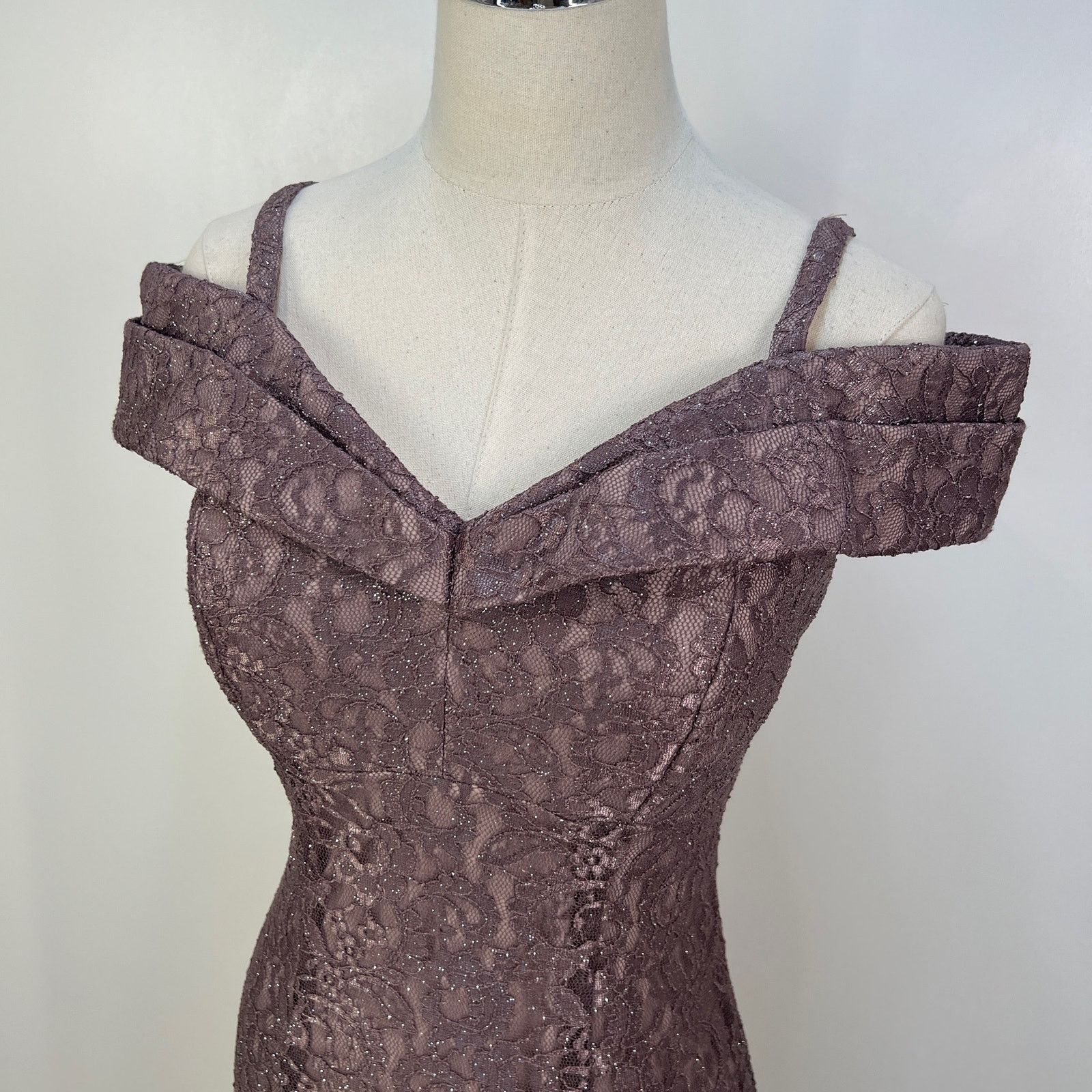 Other R & M Richards Lace Off The Shoulder Gown Dress Lavender Size S / US 4 / IT 40 - 5 Thumbnail