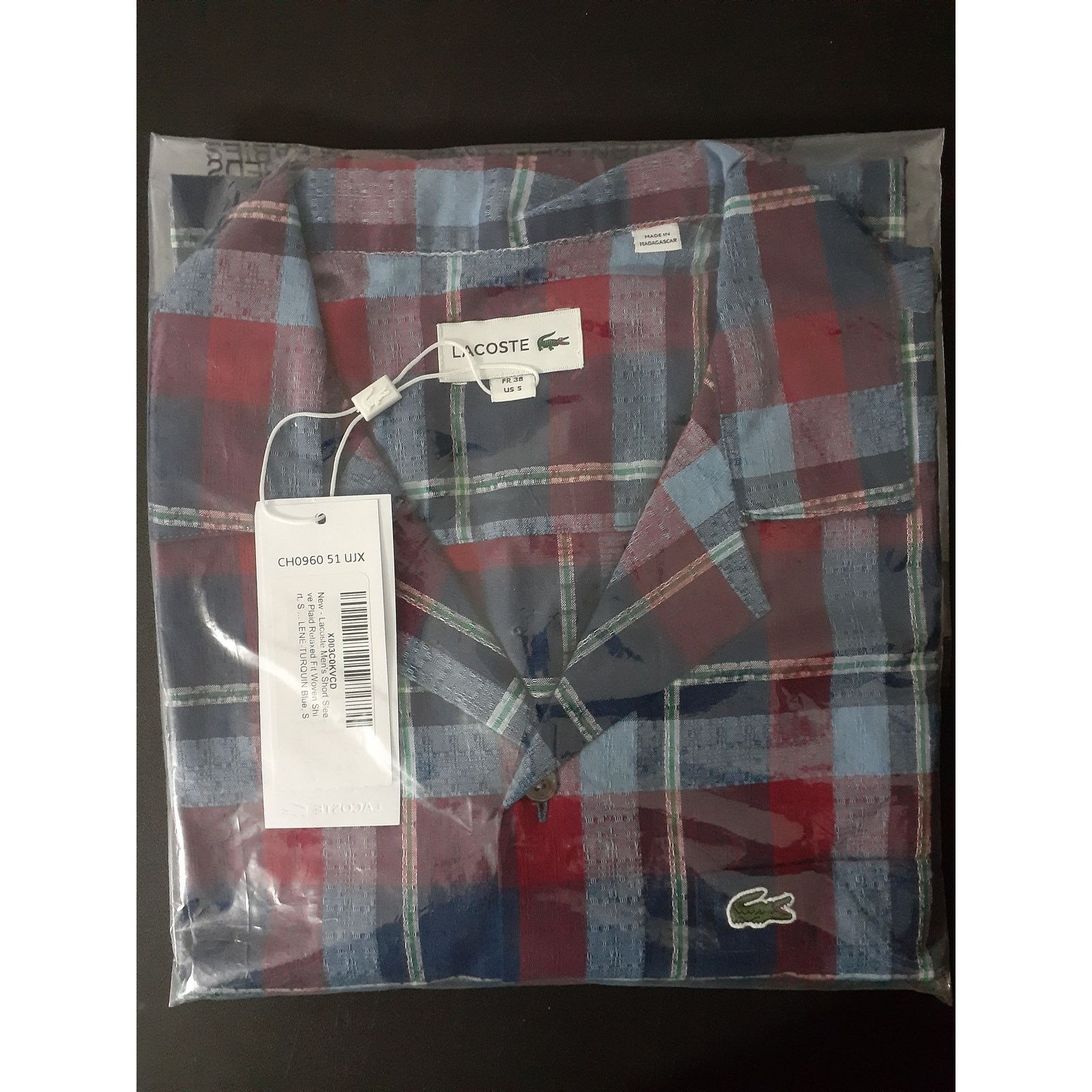 Lacoste Lacoste Men's Short Plaid Relaxed Fit Woven Shirt Blue/Red S Size US S / EU 44-46 / 1 - 2 Thumbnail
