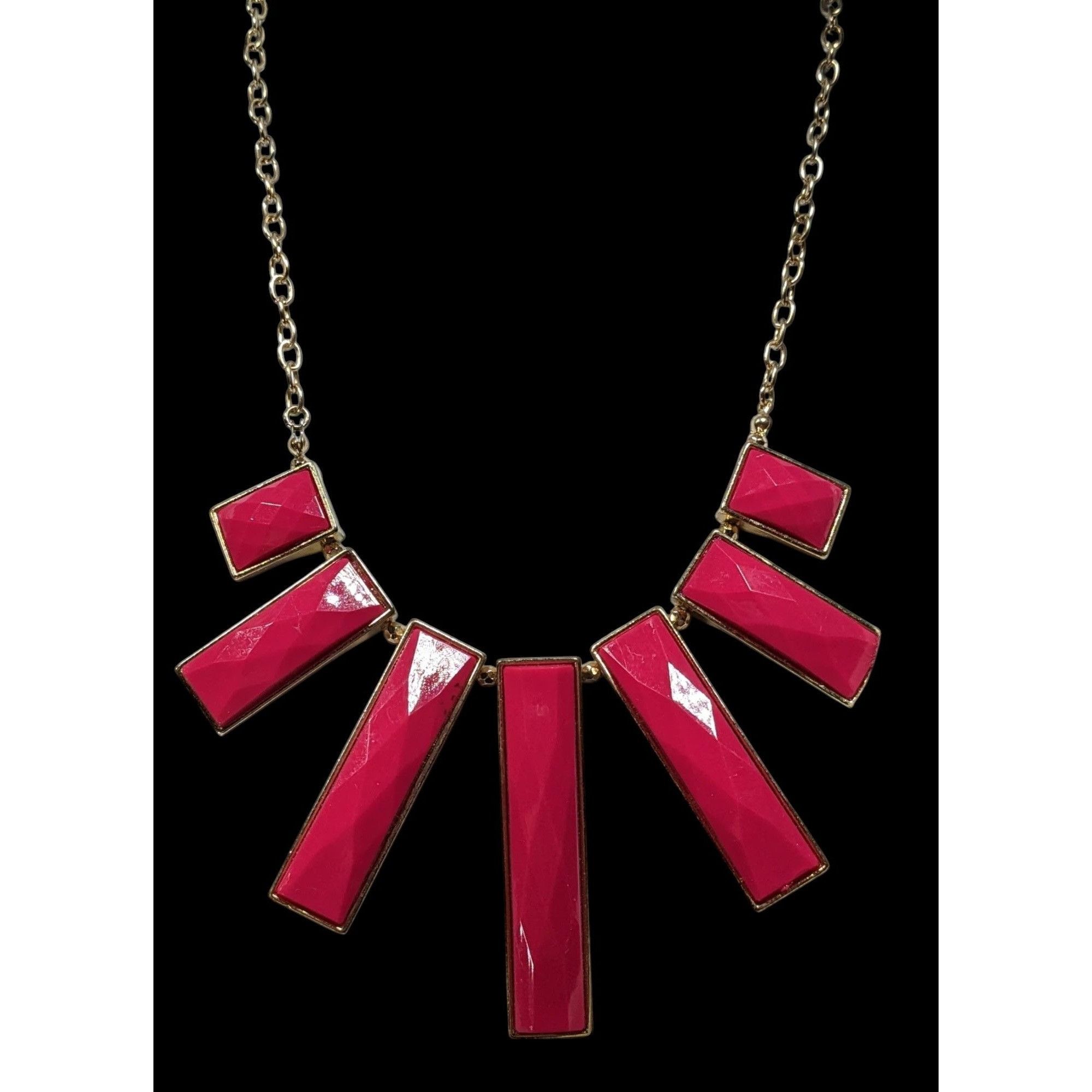 Other 80s Glam Pink And Gold Tone Graduated Pillar Necklace Size ONE SIZE - 2 Thumbnail