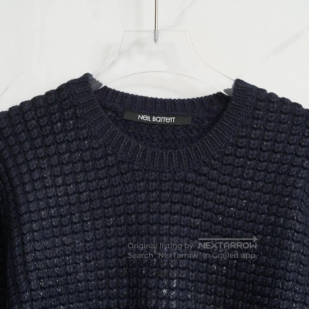 Neil Barrett Neil Barrett Men's Navy Cable Knit Sweater. Size US M / EU 48-50 / 2 - 2 Thumbnail