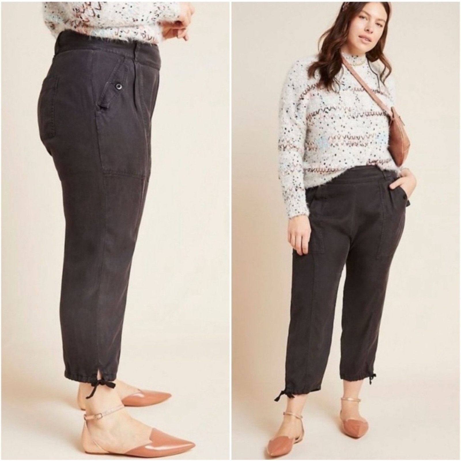 Anthropologie Anthropologie Cargo Harem Pants Lyocell Jogger Cropped 16W Size 40" / US 18 - 1 Thumbnail