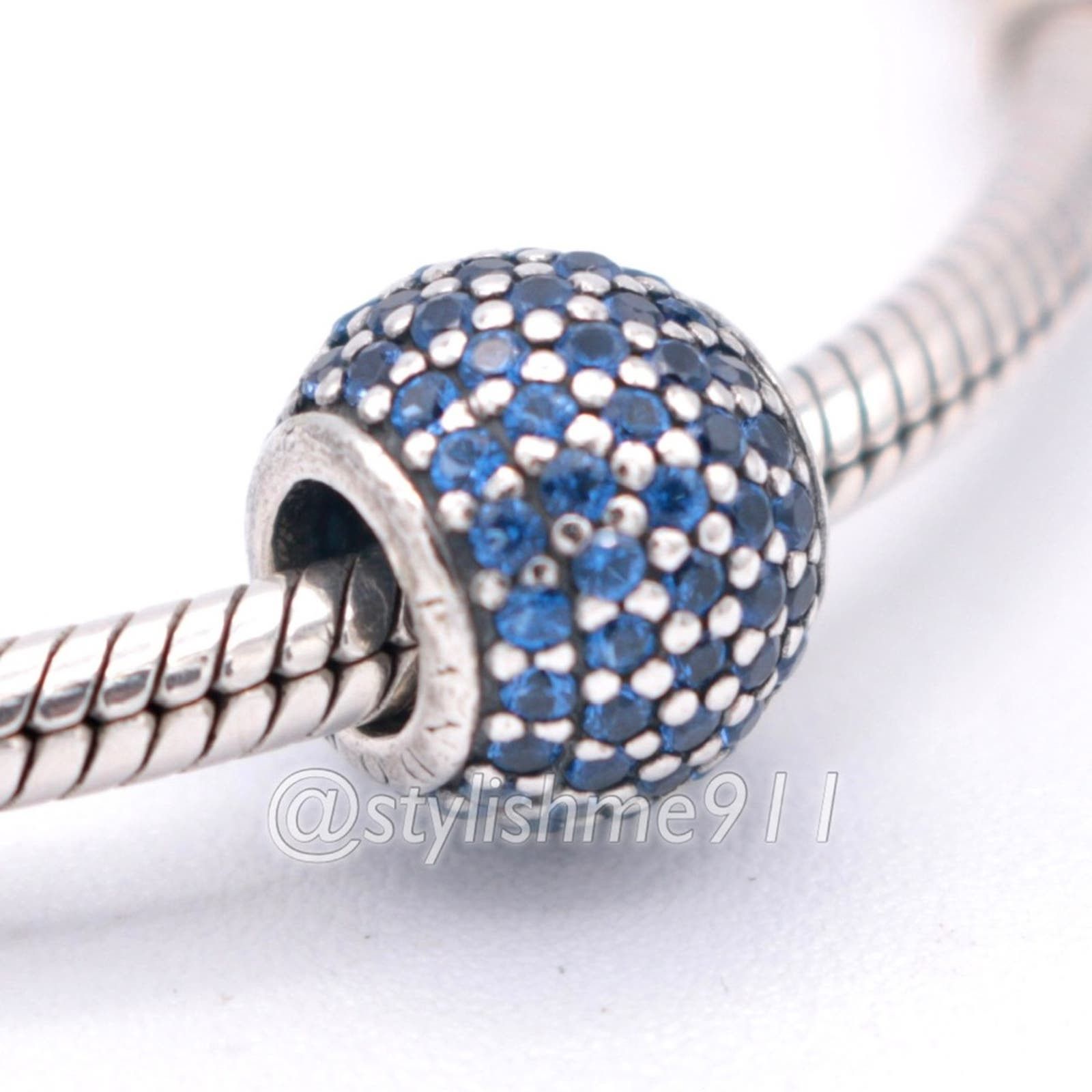 Authentic PANDORA Pave Lights with Blue Crystal Charm