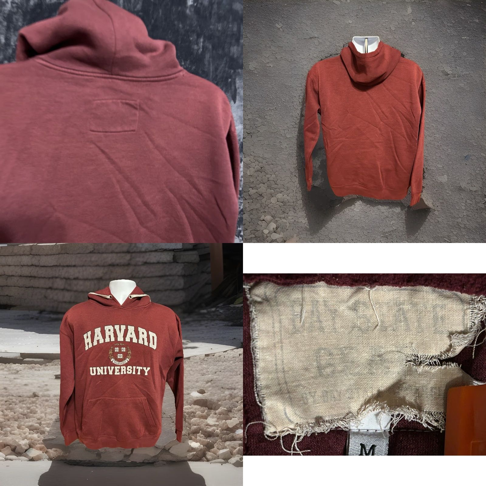 Vintage VTG Harvard University Hoodie Men Medium Maroon Kangaroo Pocket Bay State Gear Size US M / EU 48-50 / 2 - 8 Thumbnail