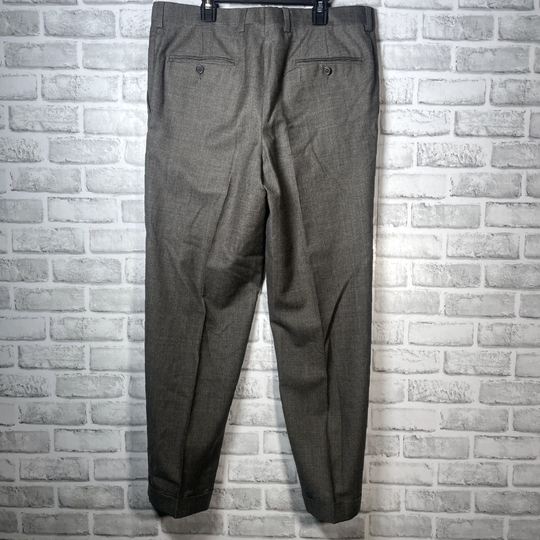 Jack Victor JACK VICTOR Gray Cuffed Dress Pants 100% Wool Mens 35x30 Size US 35 - 4 Thumbnail