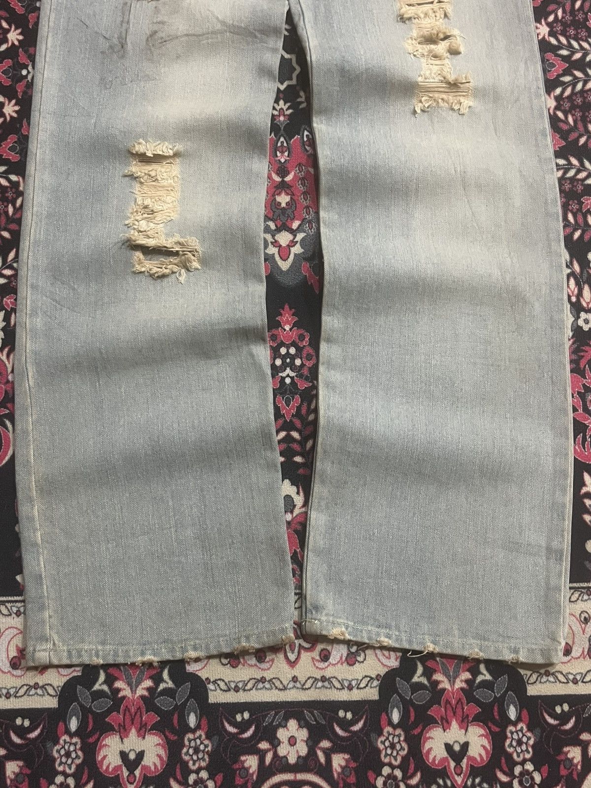 Travis Scott Japanese Brand Sky Bomber Camo Double Waist Distressed Jeans Size US 28 / EU 44 - 7 Thumbnail