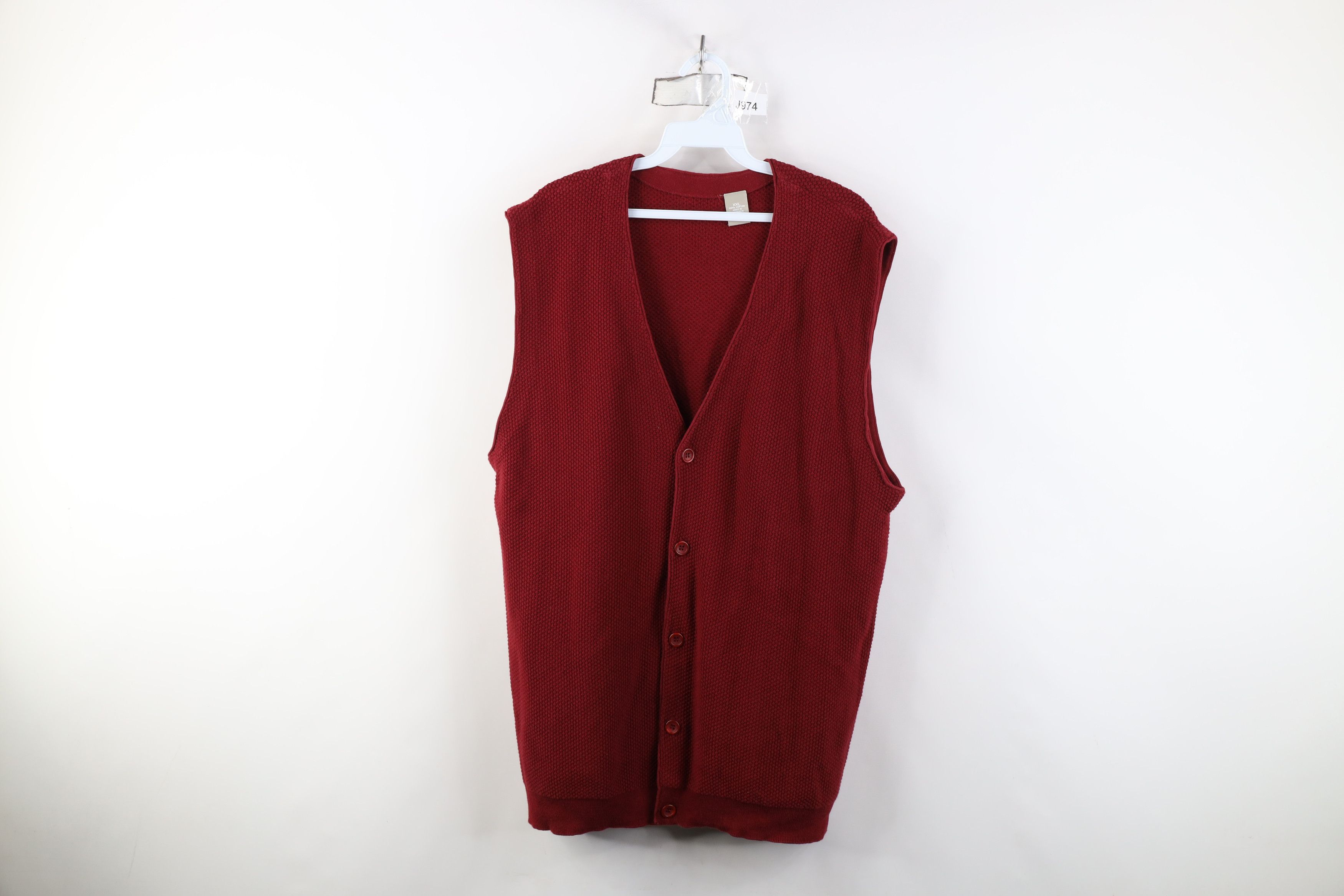 Vintage Vintage 90s Y2K Streetwear Knit Cardigan Sweater Vest Red Size US XXL / EU 58 / 5 - 1 Thumbnail