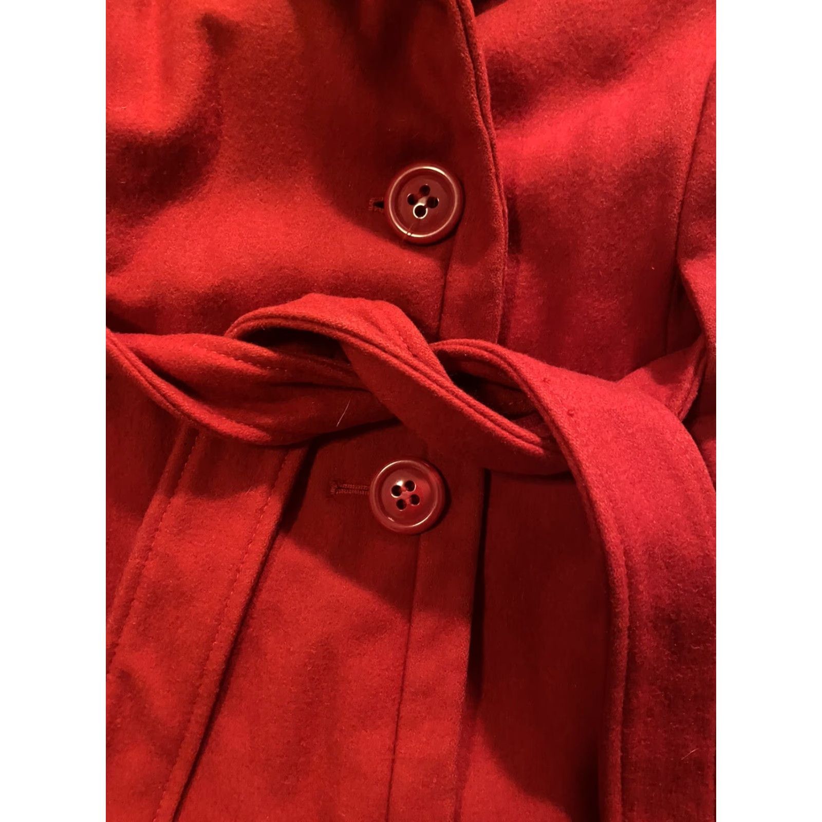 Guess VINTAGE GUESS Wool Blend Women’s Jacket Pea Coat Red Belted Collared Size M Size M / US 6-8 / IT 42-44 - 4 Thumbnail