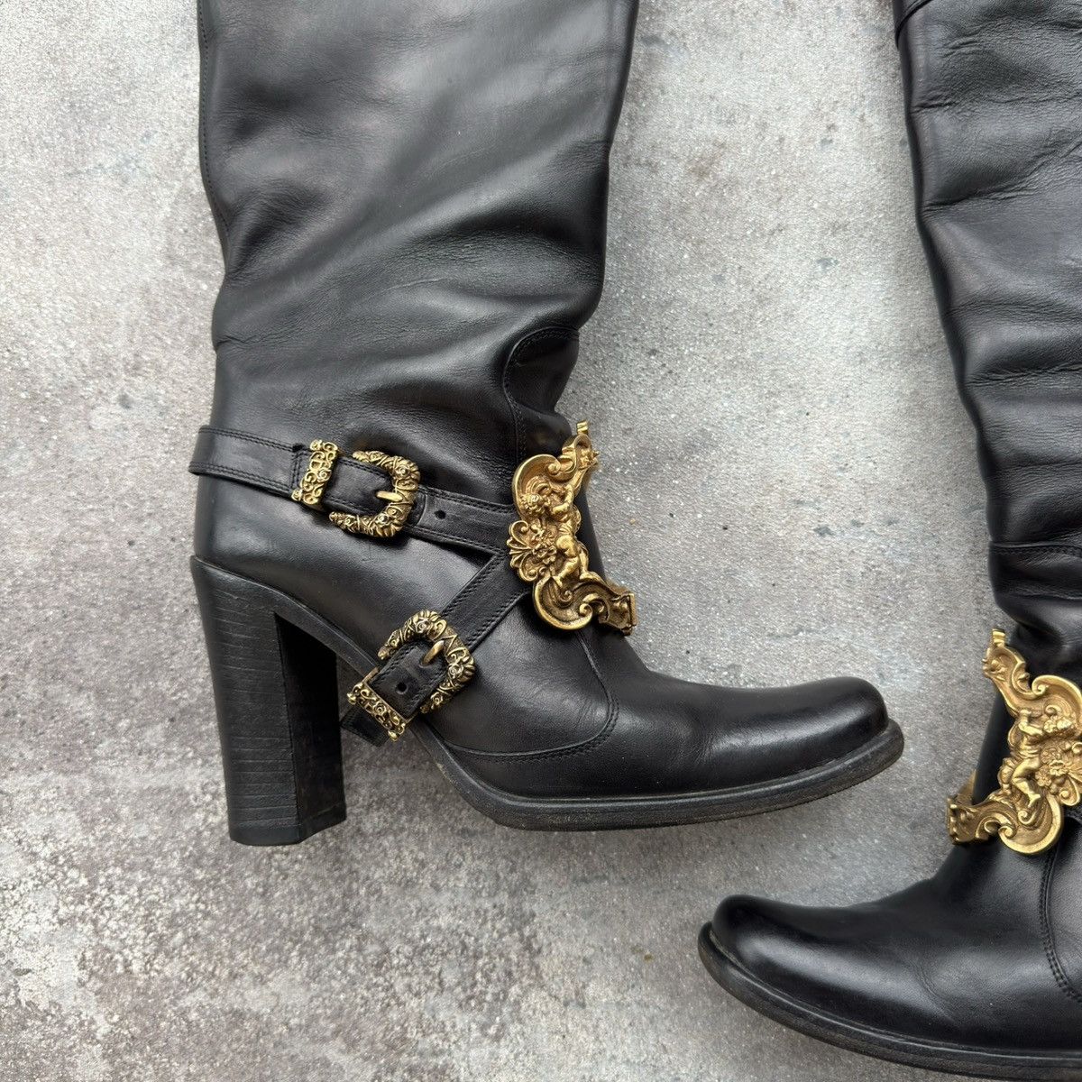 Dolce & Gabbana Dolce & Gabbana Black Leather Heels Boots Size US 6 / IT 36 - 5 Thumbnail