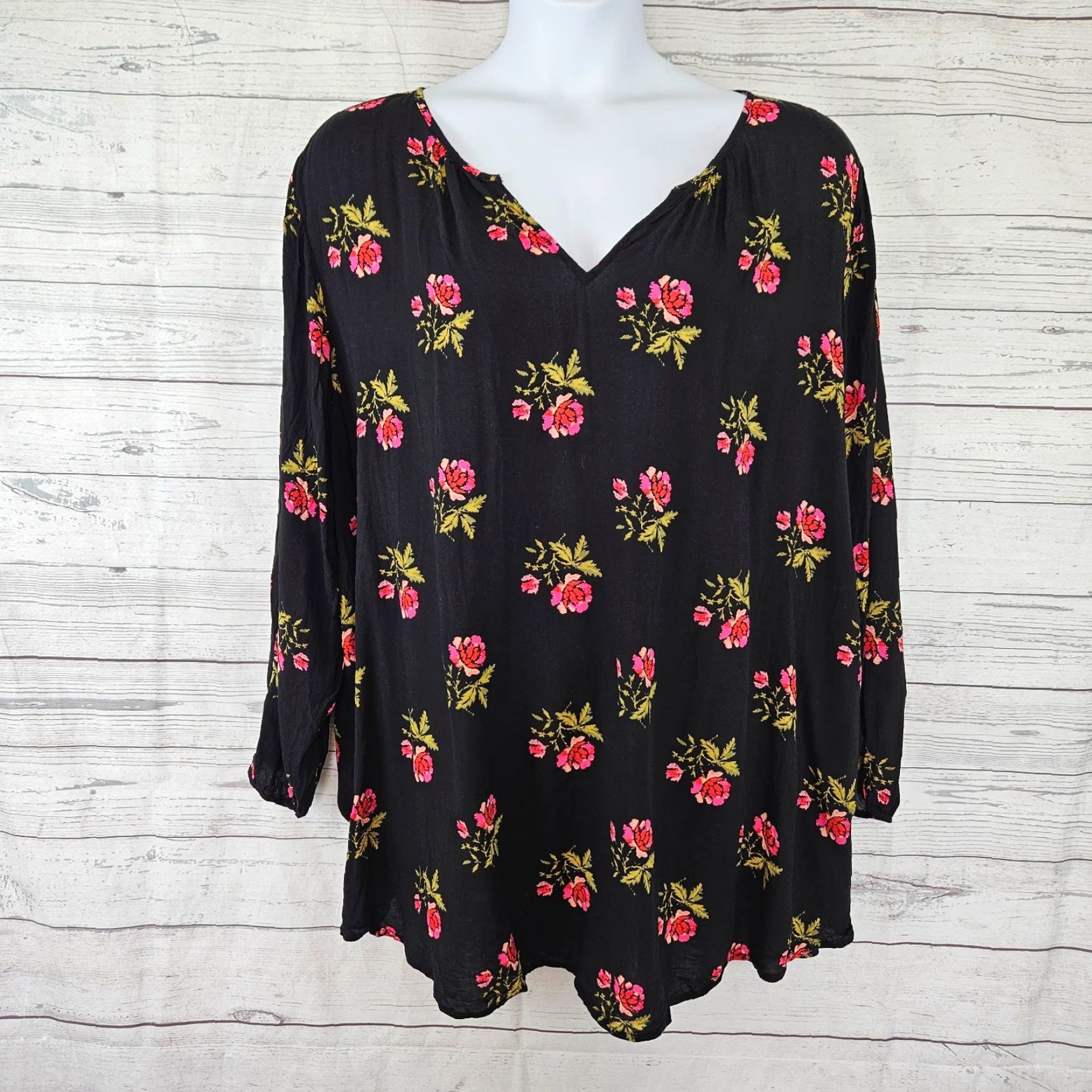 Old Navy Old Navy Womens Top Blouse 4X Long Sleeve Floral Rayon Multicolor V-Neck Casual Shirt Womens Size XXL / US 16-18 / IT 52-54 - 2 Thumbnail