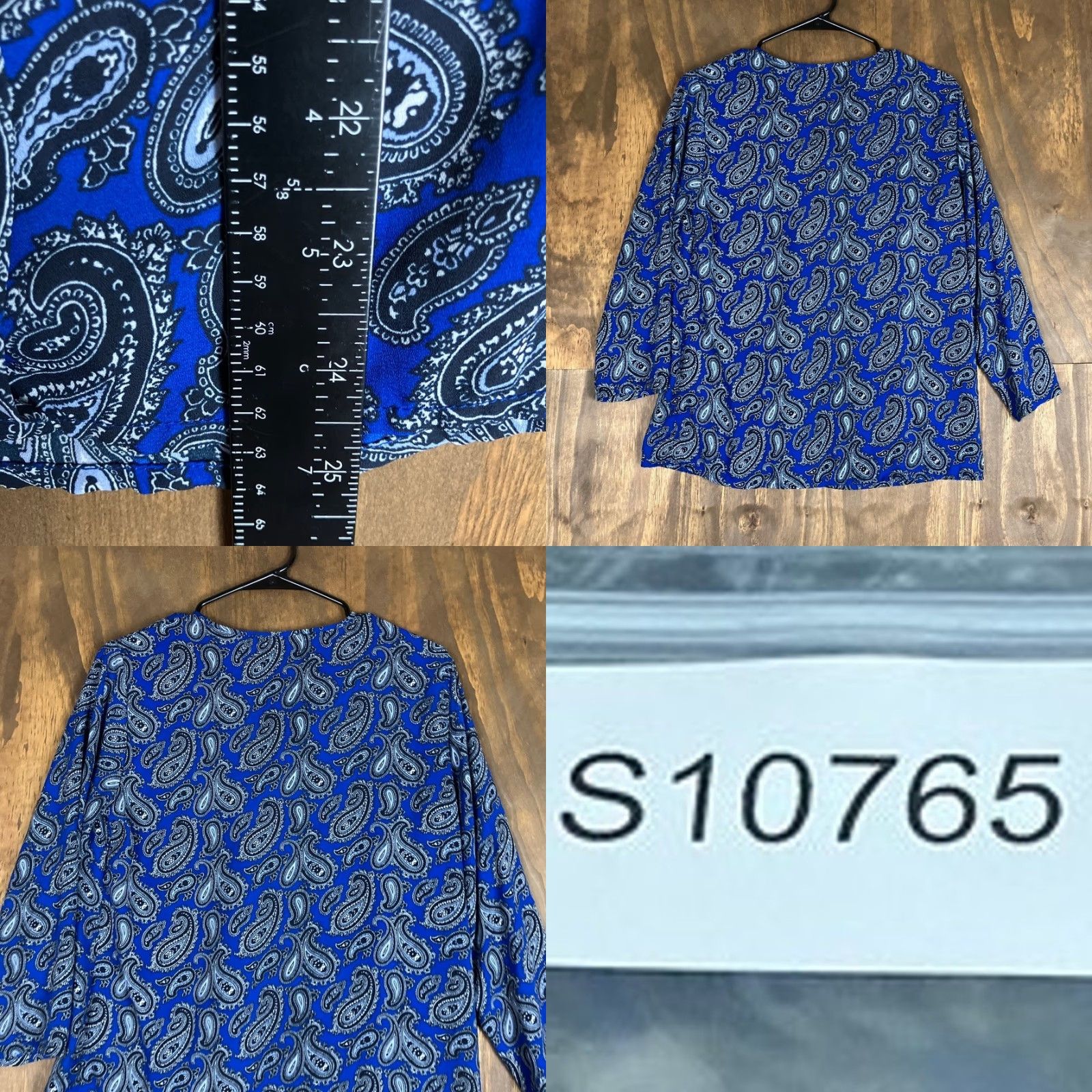 Banana Republic Banana Republic Blouse Blue Paisley V Neck Popover 3/4 Sleeve S Womens Size S / US 4 / IT 40 - 8 Thumbnail