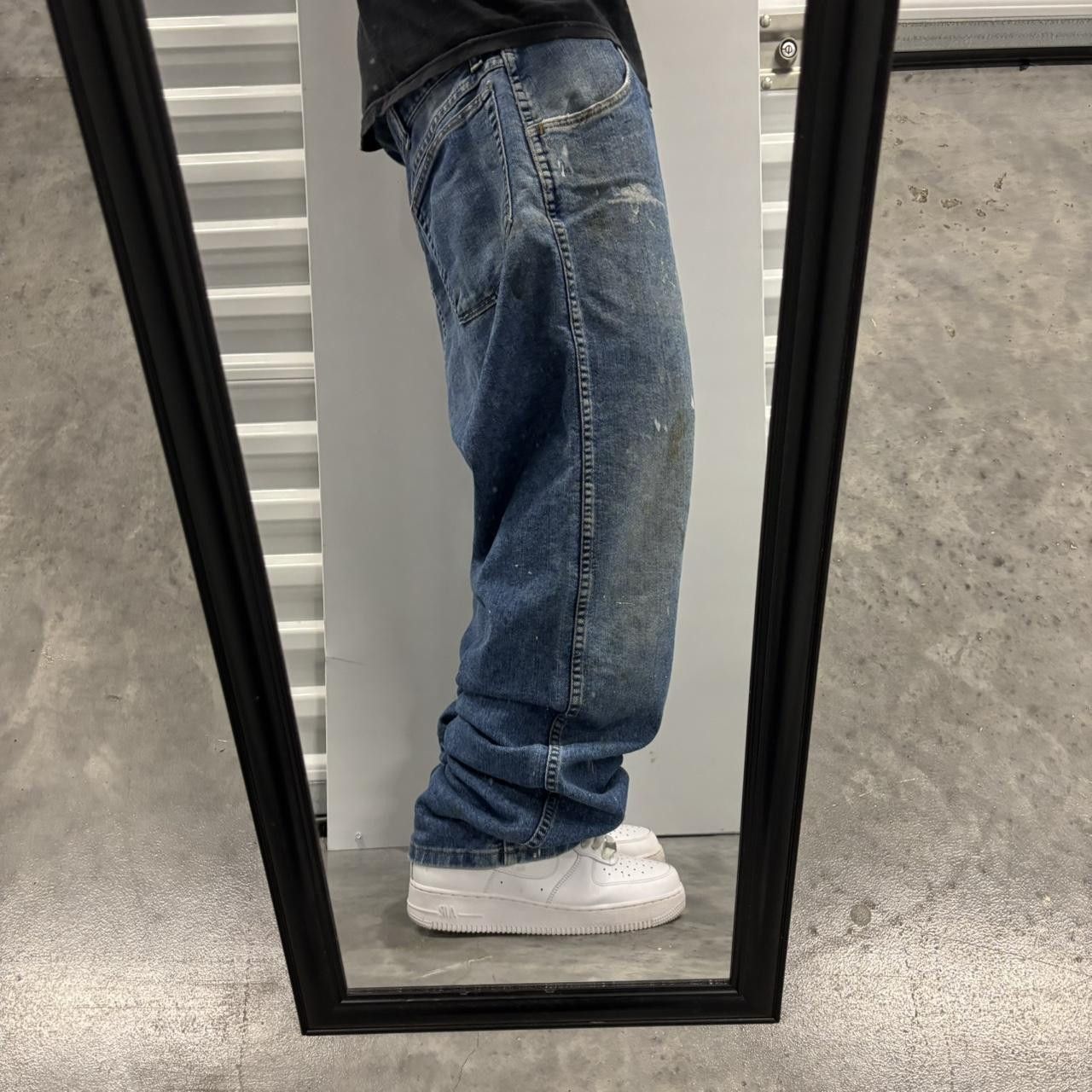 Japanese Brand × Vintage Crazy Vintage Y2K/2000s Grunge Dark Blue Wash Paint Splatter Denim Jeans! Size US 38 / EU 54 - 2 Thumbnail