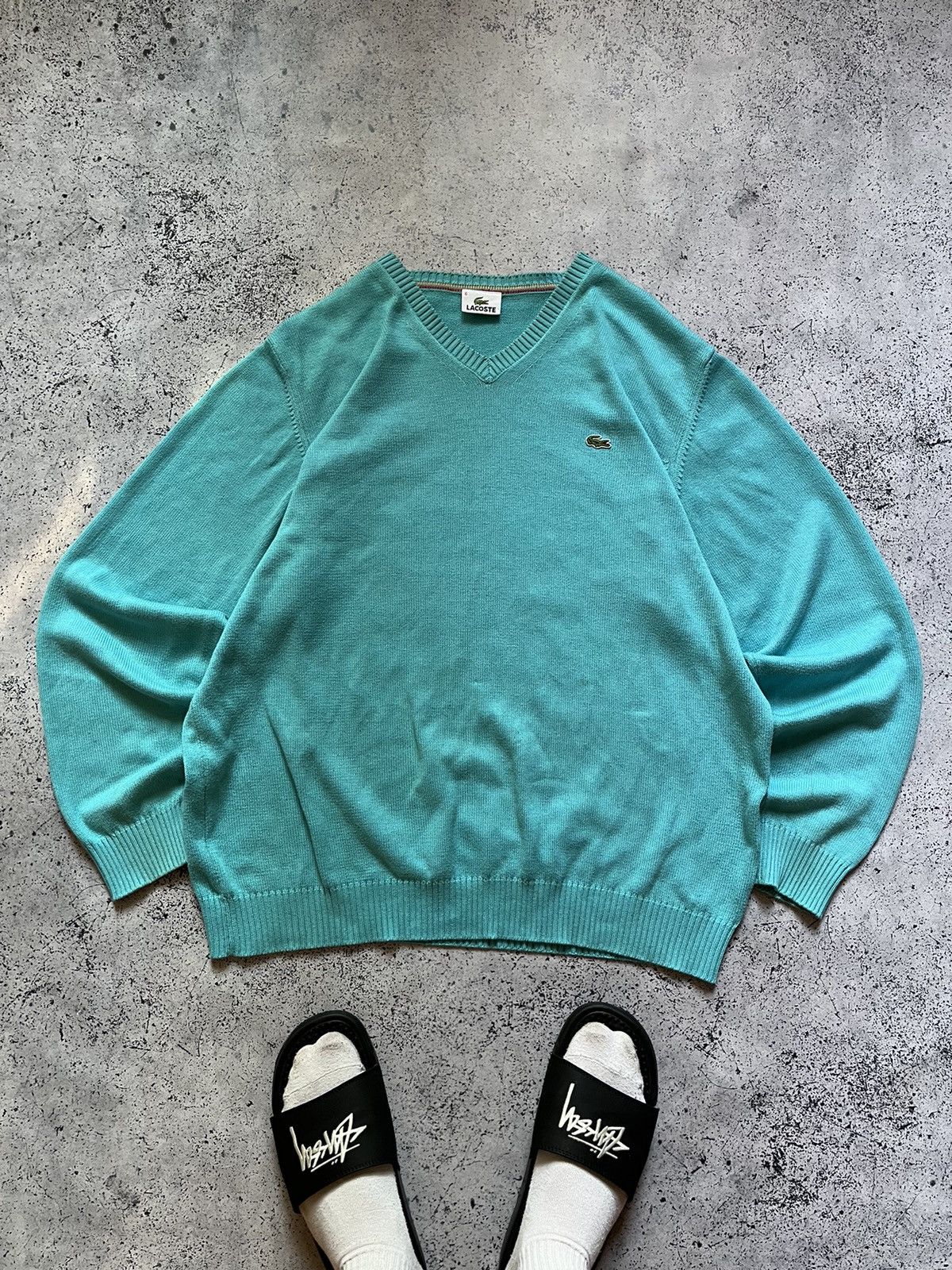 Lacoste Vintage Lacoste V-neck Sweater Knitwear Luxury Y2K USA Size US L / EU 52-54 / 3 - 1 Thumbnail