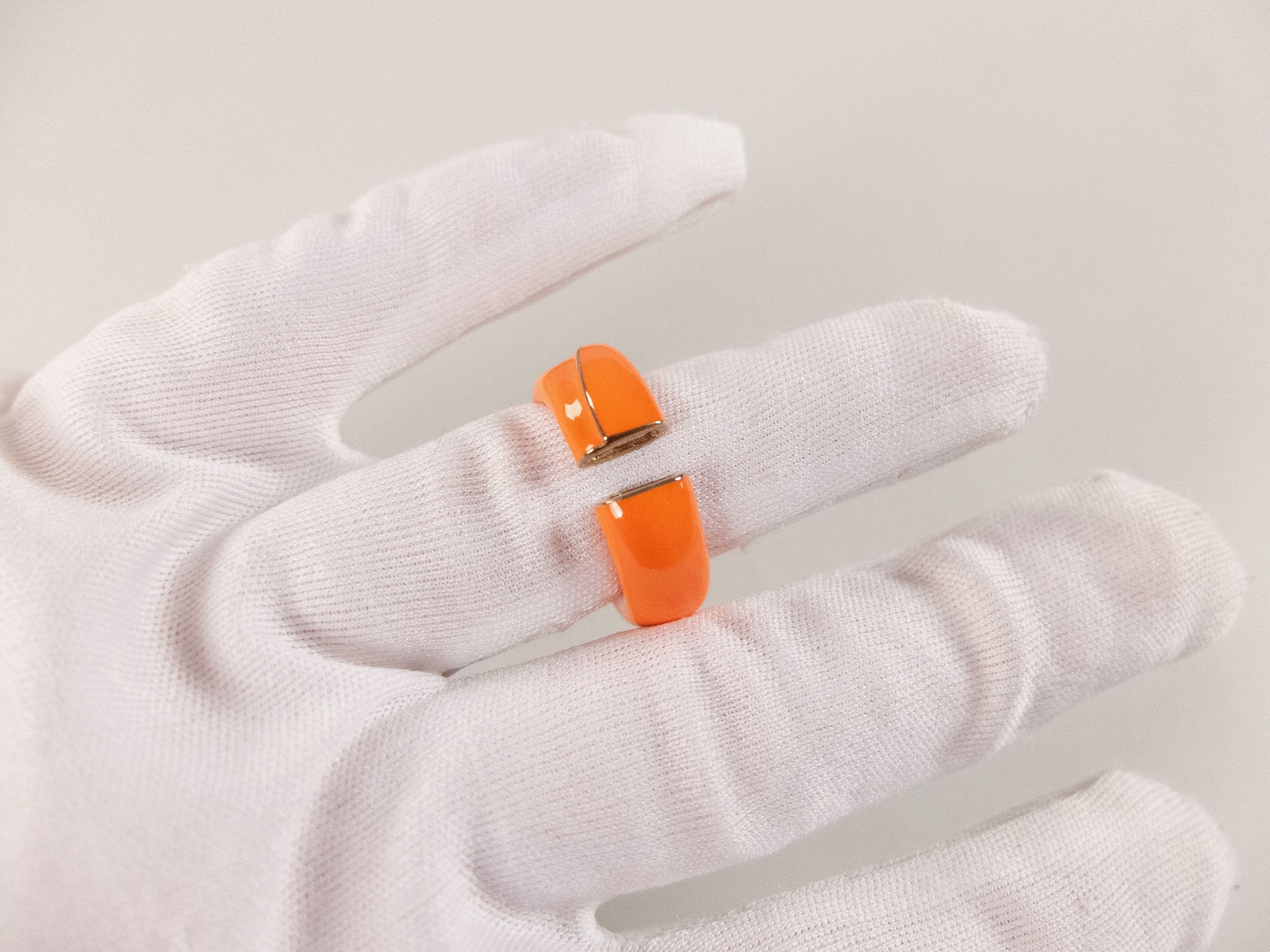 Bottega Veneta BOTTEGA VENETA Fold orange ring enamel & silver ring 15 q Size ONE SIZE - 10 Thumbnail