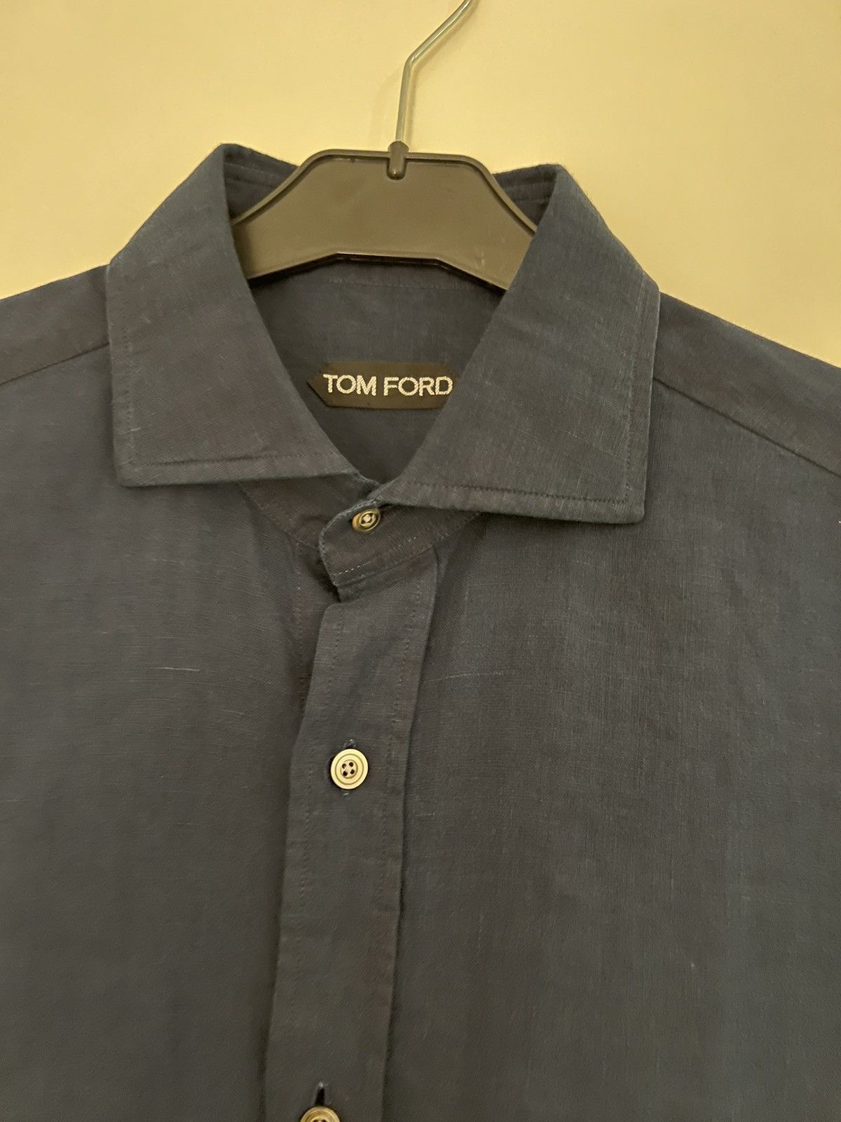 Tom Ford Tom ford linen navy medium 15/5 40 dress shirt Size US M / EU 48-50 / 2 - 4 Thumbnail